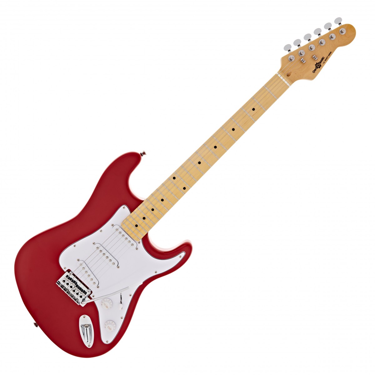 En bild på LA Select Elgitarr från Gear4music Red | Red LA Select Elgitarr från Gear4music ger enastående känsla mångsidiga toner och ett övertygande utseende. Med funktioner som vanligtvis är reserverade för dyrare gitarrer är detta prisvärda alternativ ett perfekt nästa steg för spelare på alla nivåer - oavsett om det är din första spelning eller din tusende!  Varje LA select-gitarr är noggrant tillverkad av ett urval av premiumtoner. Den glänsande svarta modellen har en kropp i ask hals och greppbräda i lönn och den här kombinationen ger en exceptionell spelupplevelse med en balanserad ton och en behaglig känsla.  Den svarta LA:s tre enkelspoliga alnico-pickuper och femvägsomkopplare ger tillsammans en omfattande uppsättning tonala alternativ. Från klassisk rock till smooth blues eller pop det finns något för varje spelare att upptäcka.  LA-gitarrerna innehåller också de tillbehör du behöver för att verkligen få ut mesta möjliga av ditt instrument - en kabel för anslutning till en förstärkare rem väska och plektrum. Med den medföljande tremoloarmen kan du dessutom enkelt lägga till ett unikt uttryck i ditt spel.