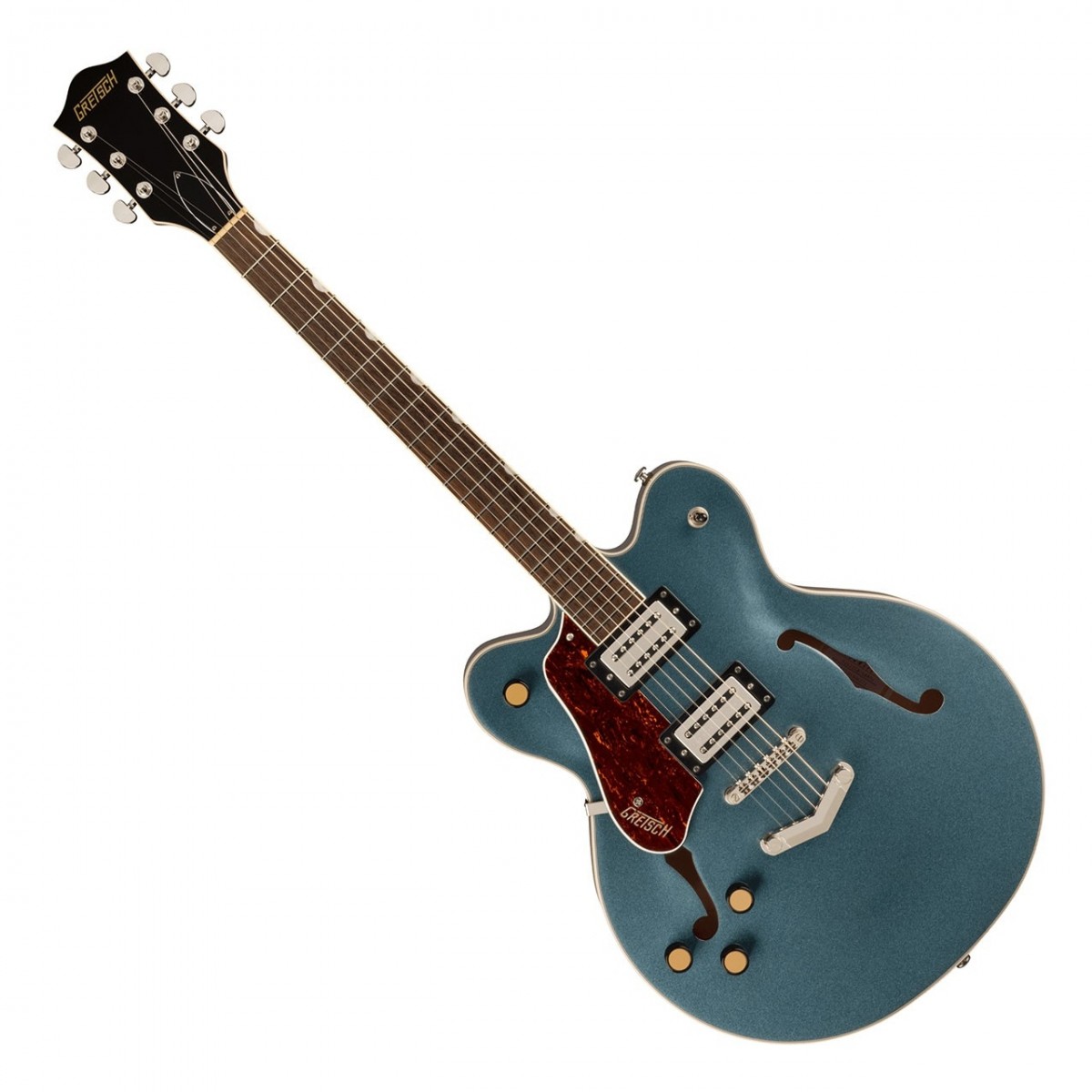 En bild på Gretsch G2622 Streamliner CB Left Handed Gunmetal | Gretsch G2622 Streamliner CB är en gitarr som förenar det bästa från det förflutna med spännande nya funktioner för exceptionell prestanda ljud och stil allt till ett otroligt värde. Utrustad med ett BroadTron BT-3S pickupset levererar G2622 ett fantastiskt utbud av toner. Genom att kombinerar Alnico 5- och Alnico 2-magneter ger dessa pickuper en välbalanserad blandning av framträdande mellanregister säker men resonant bas och silkeslena transparenta diskanttoner som ger en melodisk touch. G2622 Streamliner är designad för gitarristen som vill ha ut mer av sitt instrument och levererar kraftfullt ljud och stil. Med sin eleganta design har den här gitarren en slagkraftighet och erbjuder mer volym prestanda och stil samtidigt som den förkroppsligar den kvalitet du förväntar dig från Gretsch. Det innovativa mittblocket förbättrar attack och sustain förstärker närvaron och avvisar effektivt oönskad feedback allt utan att tynga ner dig. För gitarrister som kräver mer är Gretsch G2622 Streamliner CB det perfekta valet. Släpp loss din kreativitet och ta ditt spelande till nya höjder.