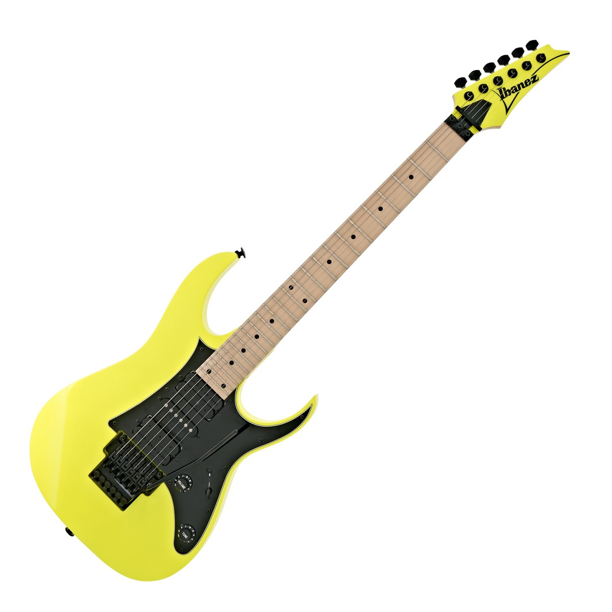 En bild på Ibanez RG550 Genesis Desert Sun Yellow | Vackra toner i verkligt fin stil.Ibanez RG550 Genesis är ny för NAMM 2018 och kommer att sticka ut ur mängden såväl för sitt ljud som sin estetik. Den lätta dubbla cutaway-kroppen är tillverkad av svartlind vilket erbjuder balanserade toner med god tondefinition. RG550s 5-delars hals är stark och robust och mer än motståndskraftig mot skevhet än den klassiska 1-delade motsvarigheten. Tillverkad av båda lönn och walnut halsen erbjuder några vackert ljusa ännu mjuka toner. Halsen har kombinerats med en greppbräda i rosenträ för definierade och klingande tonala egenskaper. Ibanez RG550 Genesis omfattar 3 mickar med HSH-konfiguration; dessa består av V7-micken vid halsen S1 i mitten och V8 nära stallet. Denna kombination av Ibanez-mickar producerar ett enormt slagraftigt ljud med skarpa välartikulerade toner. Slutligen har denna iögonfallande gitarr en livfull Desert Sun Yellow-finish med ett kontrasterande svart plektrumskydd.