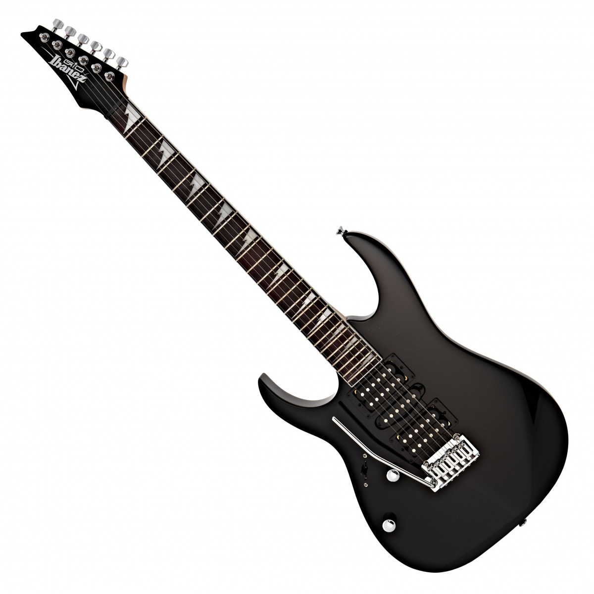 En bild på Ibanez GRG170DXL GIO Left Handed Black Night | Ibanez GRG170DXL GIO Vänsterhänta elgitarren 2018 Black Night ger en utmärkt kvalitativ konstruktion och toner till ett mer tillgängligt pris. GRG170DX-kroppen är tillverkad av mahogny för en rik varm ton med massor av resonans. Mahogny fungerar bra med kraftfull rockmusik tack vare sin ringande sustain och morrande ton. Lönnhalsen erbjuder ljusa klara tonegenskaper och tillsammans med den bundna greppbrädan i rosenträ f¨r du en mjukare och mer artikulerad ton. Ibanez GRG170DXL omfattar tre Infinity R/RS pickuper med humbuckers vid halsen och stallet och en enkelspolig mick i mittposition. Infinity pickuperna producerar kristallklara toner med sjungande övertoner vilket resulterar i en rad mångsidiga toner för en mängd olika spelstilar. Med sin klassiska Black Night finish skarpa dubbla horn Ibanez-vinklade huvud och sharktooth-inlägg har GRG GIO vänsterhänta gitarren ett hårt rock- och metall-aktigt utseende. Om du är en entusiastisk musiker som letar efter en kvalitativ gitarr utan hög prislapp är GRG170DXLGIO elgitarr perfekt för dig.