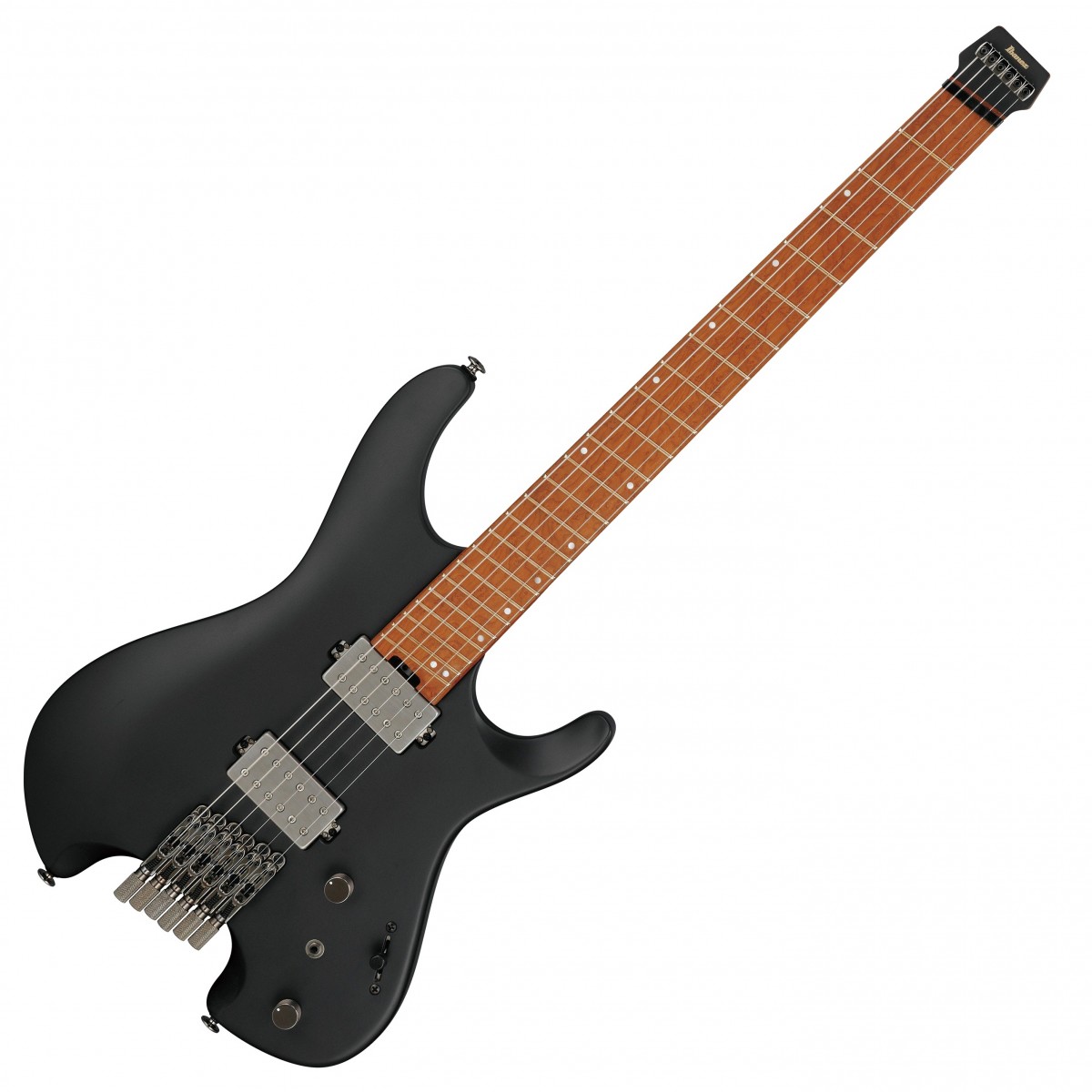 En bild på Ibanez QX52 Q Series Headless Guitar Black Flat | Ibanez QX52 Q Series Headless Guitar är byggd för musikalisk storhet. Det är den typ av storhet du aldrig har upplevt förut. Denna ojämna gitarr är designad för att möta dagens spelares krav och har en innovation som går genom sina ådror vilket i slutändan resulterar i en balanserad utsökt definierad Q58 humbucking-ton. QX52 är lätt bärbar och mycket avancerad i sin teknik så att du kan bli helt vild medan den rymmer alla komplexa speltekniker. Det kan vara huvudlöst men den här Q- Series axelns anpassade stränglåsmaskinhuvuden och Mono Tune-stall möjliggör enkla strängbyten och sublim intonation. Och när du får komforten med en parallell rostad lönnbräda prydd med lutande Jescar EVO Gold band kan du glida sömlöst och leverera varje ton som gnistor från strängarna. Med en nyatoh-kropp och en rostad lönn / bubinga-hals kan den här gitarrens styrka och hållbarhet klara alla grymma spel. Och för att hålla den i perfekt skick ingår en spelväska som ger dig extra sinnesro.
