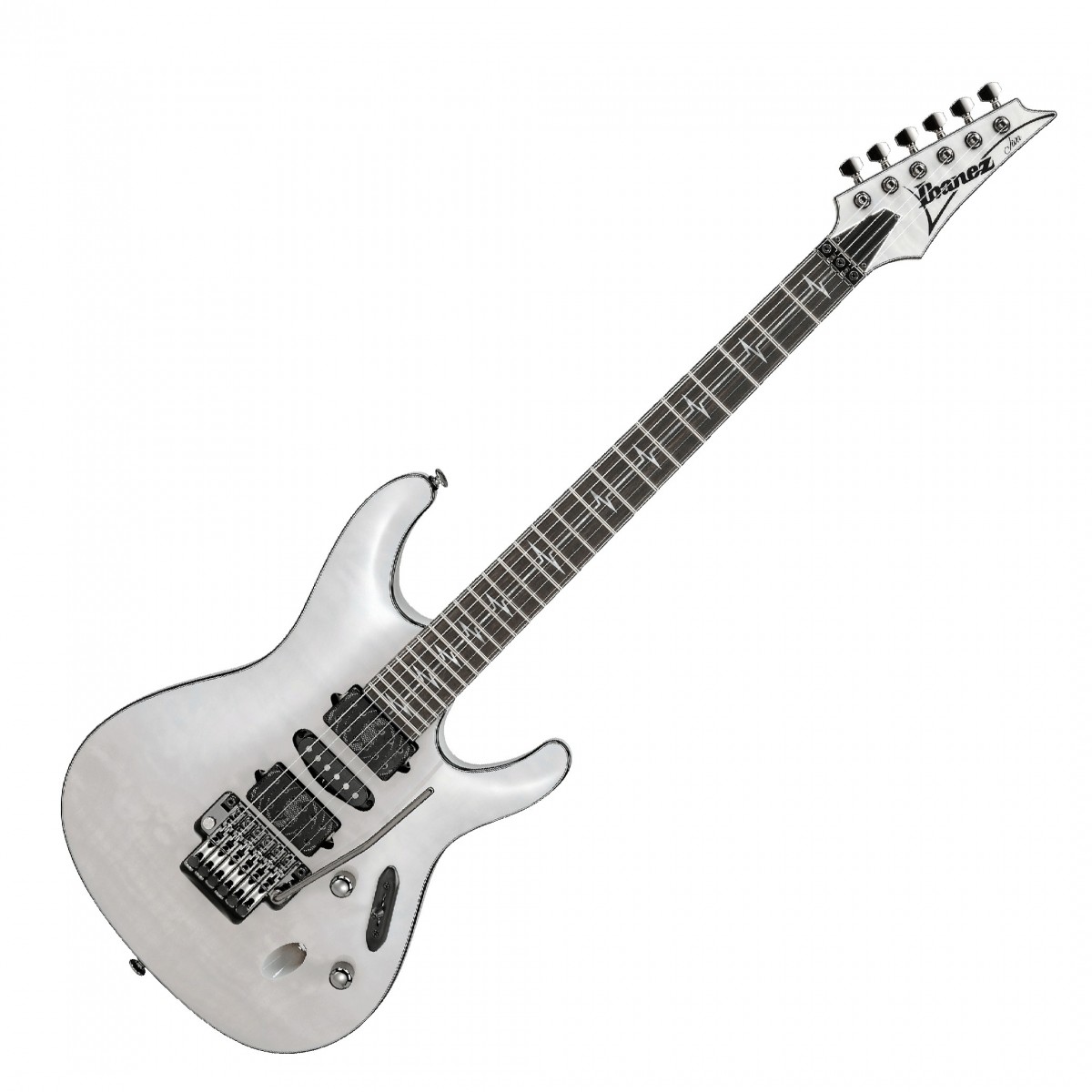 En bild på Ibanez JIVAX2-GH Nita Strauss Ghost | Ibanez shredding -GH Nita Strauss är en kraftfull fragmenteringsenhet gjord enligt specifikationerna av sin namne. Ibanez har bestämt sig för att släppa lös detta signature mästerverk i världen vilket betyder att du också kan förvandla dina riffs till släggor på detta kraftfulla instrument. Den har ett par av Strauss signature DiMarzio pandemonium humbuckers som kan pumpa eld i varje ton du spelar samtidigt som de är tillräckligt varierande för att hantera både låga och höga förstärkningsinställningar. De är enastående medan en True Velvet enstaka coil upptar mitten och ger en gnistrande vintage-stil. Den femdelade lönn/wenge-halsen kommer att ge din hand den mjukhet och manövrerbarhet den behöver för att maniskt flyga längs varje band och hamra varje ton med precision. Ett Edge-Zero-låsande tremolosystem låter dig sedan infoga susande dykbomber i din musik och lägga till den där dramatiska känslan som är synonym med rock och metal. Till råga på allt har denna skönhet tillverkats i Japan konfigurerad till en professionell standard och med de bästa tillgängliga komponenterna.