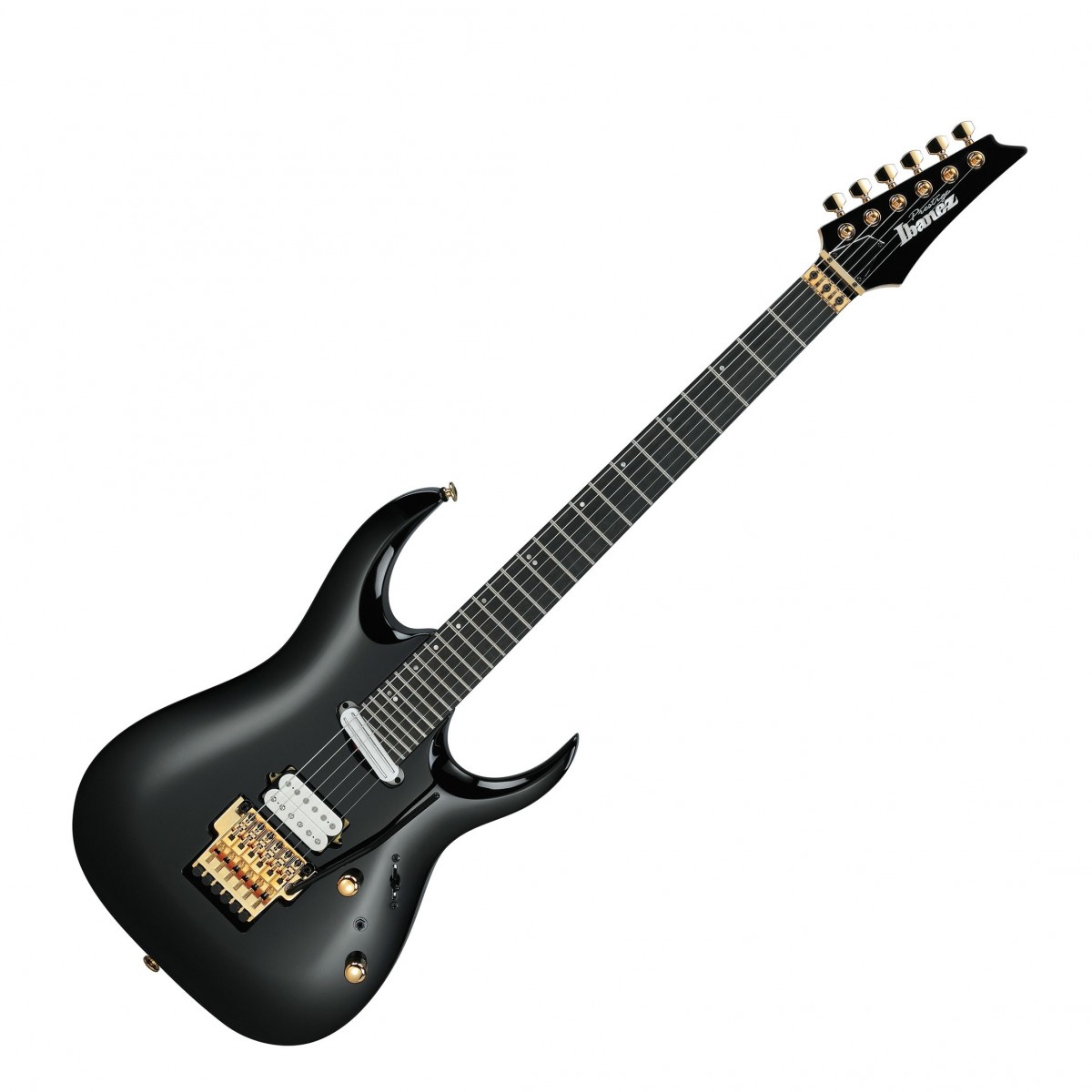 En bild på Ibanez RGA622XH Black | Ibanez RGA622HX är en mästargitarr på alla sätt. Från dess ultrasnygga eleganta konturer som har planerats och placerats för perfekt komfort till komponenter och hårdvara i världsklass som laddar upp dess prestanda är denna gitarr en elite. En del av Axe Lab Designs- series och tillhör den berömda Prestige -familjen den här fina skapelsen är prydd med DiMarzio humbuckers - Tone Zone och Air Norton S. Dessa pickuper med hög uteffekt levererar åskande ton men har tillräckligt med dynamiskt omfång för att spela omgivande rengöringar och krispig blues. Bli en ostoppbar kraft. Med den legendariska Wizard HP-halsen i dina händer kommer dina riffs att flöda. Du kommer att kunna sy ihop licks sömlöst - även på de högsta banden - tack vare dess ultratunna bredd sublima jämnhet och avfasningar på det nedre hornet. Och med hela 27 band att spela med kommer du att kunna utöka din arsenal med ännu högre toner! En Lo-Pro Edge tremolo låter dig utföra dykbomber till ditt hjärta samtidigt som du alltid återställer dina strängar till tonhöjd. Ett förstklassigt hardshell-fodral toppar denna elite och ger den ett stadigt skydd. Ett elite med gammaldags japanskt hantverk.