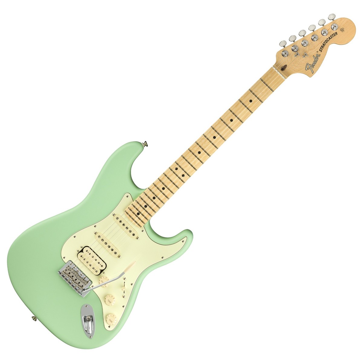 En bild på Fender American Performer Stratocaster HSS MN Satin Surf Green | En legend reimagined. Fender American Performer artist Stratocaster HSS MN ger dig alla de klassiska Strat känslan i en modell som producerar uppgraderas 2000-talets ljud. Yosemite enkelspoliga pickuper ger dig raw ljusa ljud medan en DoubleTap Stallpickup ger dig en helt unik blandning av humbucker och enkelspole toner. Perfekt för live-musiker.  Det är långt ifrån alla som erbjuder denna otroliga gitarr dock. Upplev otroligt natural spelar komfort tack vare en C-formad hals som eliminerar kramp. Experimentera oändligt för att skapa en unik röst som använder en Licenstillverkat. Och njuta av det alla i en modell med vacker vintage-stil. Detta är verkligen speciell. Missa inte.