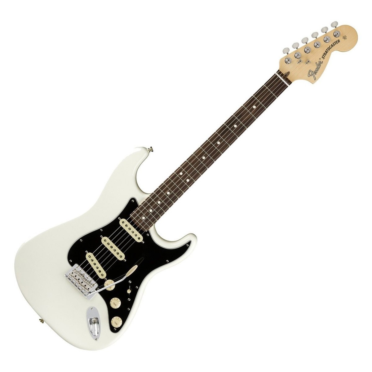 En bild på Fender American Performer Stratocaster RW Arctic White | En legende återuppfattad. Fender American Performer Stratocaster RW ger dig all den klassiska Strat-känslan i en modell som ger uppgraderat ljud från 2000-talet. Yosemite enkelspolade pickuper ger dig rått ljust ljud som låter vackert klart vid även de högsta utgångarna. Det är detta elektroniska system som gör American Performer Strat idealisk för den live musikerna.  Men det är långt ifrån allt detta den otroliga gitarren erbjuder. Upplev otroligt naturlig spelkomfort tack vare en C-formad nack som eliminerar kramp. Experiment oändligt för att skapa en unik röst med hjälp av ett tremolostall. Och njut av allt i en modell med underbar vintagestil. Detta är verkligen speciellt. Missa inte.
