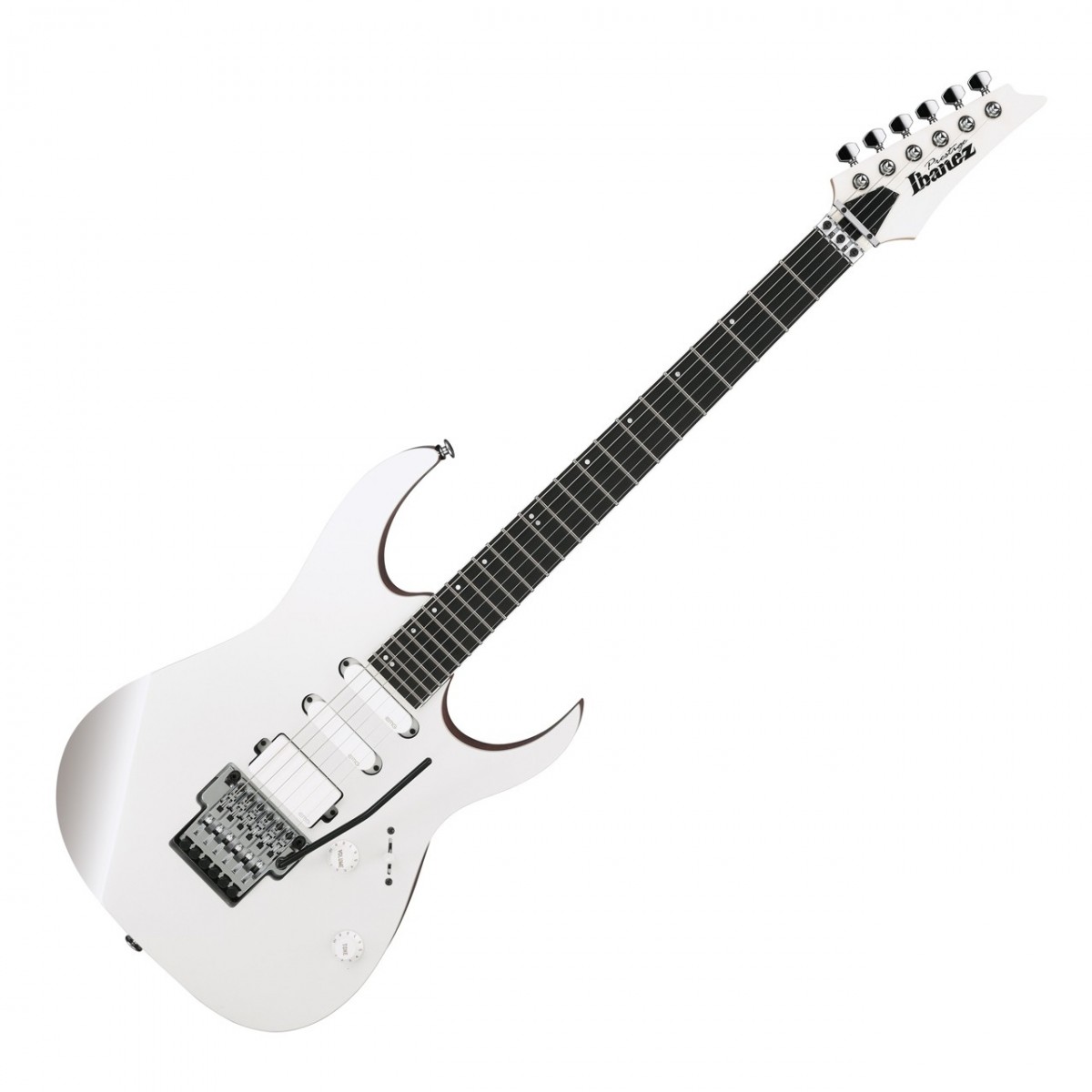 En bild på Ibanez RG5440C Pearl White | Ibanez RG5440C är den perfekta blandningen av klassisk stil och modern prestanda. Utrustad på denna modell är en duo av förstklassiga EMG SA-singlar vid halsen och stalln kompletterade med en EMG 81 humbucker i mitten. Denna kombination möjliggör aggressiva toner med hög förstärkning utan att offra klarhet eller definition medan den mångsidiga 5-vägsbrytaren låter dig komma åt olika ljud som passar din spelstil. Med en klassisk kropp i afrikansk mahogny och super wizard erbjuder detta instrument överlägsen spelbarhet tillsammans med en lyxig känsla och estetik. En imponerande greppbräda i ebenholts av macassar och prestige av bandkanter gör det enkelt att spela medan dess jumboband i rostfritt stål säkerställer noggrannhet och lång livslängd. Och med tillägget av Lo-Pro edge tremolo Stall får du en utmärkt inställningsstabilitet. Spela ut dina musikaliska drömmar med Ibanez RG5440C.