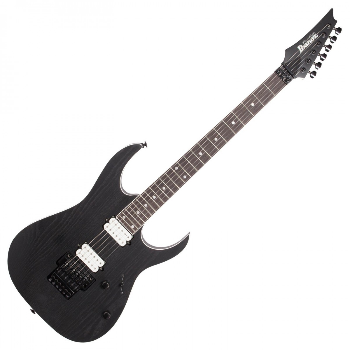 En bild på Ibanez RGR652AHB Prestige Weathered Black - Ex Demo | Ex-demo Serienummer: F1730210 Tekniska noter Originalförpackningen saknas. Fodralet är skadat. Instrumentet visar lätta tecken på användning. Den har kvalitetskontrollerats av en av vårt team av reparationstekniker för att säkerställa att den uppfyller en hög spelstandard. Den fotograferade produkten är den enskilda vara som kommer att tas emot.