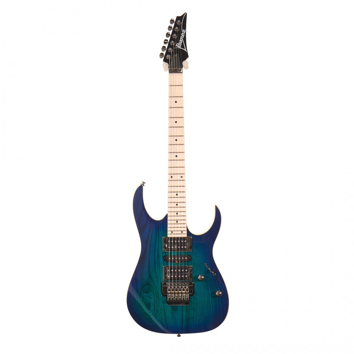 En bild på Ibanez RG370AHMZ Blue Moon Burst - Ex Demo | Fantastisk stil med ännu bättre toner. Ibanez RG370AHMZ Blue Moon Burst är en del av RG Serien som är den mest lätt igenkännbara modellen i Ibanez-gitarrserierna. Denna gitarr omfattar tre Quantum-gitarrmickar så att spelare lätt kan skapa ett utäkat basregister och glittrande diskanter. Detta är särskilt bra för snabbare spelstilar och genrer såsom metal. Gitarren har dessutom en Ibanez Wizard-hals; detta är en smal halsprofil som är utformad för snabba spelstilar. Andra funktioner inkluderar ett Ege Zero II-svajstall för perfekt intonation ett vinklat gitarrhuvud för bättre strängspänning och en hel massa annat RG370AHMZ -gitarren är det perfekt valet för spelare som specialiserar sig på snabba spelstilar som metal- och rock-musik. Ex-Demo: Denna produkt kan vara ex-display ha mindre tecken på användning eller lätta ytliga skråmor. Originallådan eller paketeringen kanske inte ingår. Varje objekt har kontrollerats av vårt team av reparationstekniker för att försäkra att det möter våra höga standarder. Detta är en fantastisk möjlighet att köpa en fullt fungerande produkt till ett nedsatt pris.