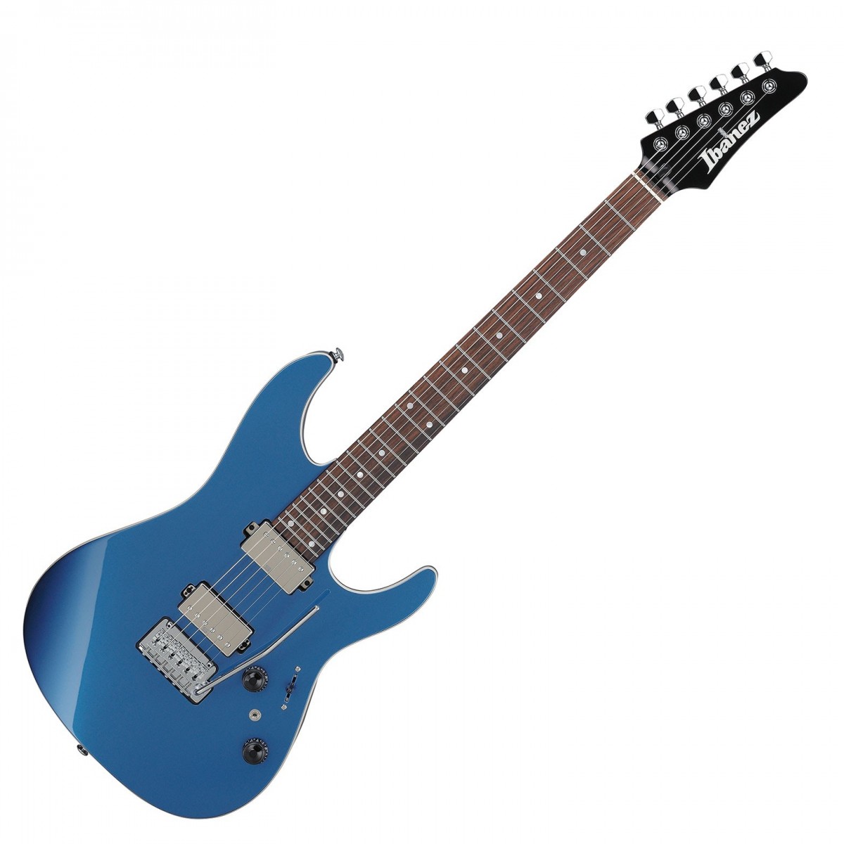 En bild på Ibanez AZ42P1-PBE Premium Prussian Blue Metallic | Ibanez AZ42P1-PBE Premium är ett utmärkt exempel på det hantverk och den innovation som Ibanez har blivit känd för. Den kombinerar estetik med funktionalitet för att leverera ett instrument som inte bara ser fantastiskt ut utan också ger en fantastisk spelupplevelse. Med sin värmebehandlade hals i rostad lönn och greppbräda i rosenträ ger den här gitarren stabilitet och motståndskraft mot fukt samtidigt som den ger en solid välbalanserad ton. Svartlind-kroppen American ger en naturlig och platt ton och Seymour Duncan Hyperion? H-H-pickuper bibehåller klarheten även när du spelar med lite distorsion.Ibanez AZ42P1-PBE har Gotoh MG-T-låsbara maskinhuvuden och garanterar otrolig stämningsstabilitet och minskar tiden du behöver lägga på att byta strängar. Gotoh T1502 tremolo överstallr klyftan mellan snabb respons och förbättrad artikulation. Dyna-MIX10-omkopplingssystemet med Alter Switch erbjuder tio ljudvariationer och växlar enkelt mellan humbucker och enstaka-coil-lägen. De självlysande sidopunktsinläggen gör det enkelt att navigera på greppbrädan även på mörka scener. Alla dessa funktioner tillsammans med den ergonomiska designen gör den här gitarren till en fröjd att spela på. Varje Ibanez AZ42P1-PBE Premium levereras också med en skyddande väska en tremoloarm och ett multiverktyg utformade för att hålla din gitarr i toppskick.
