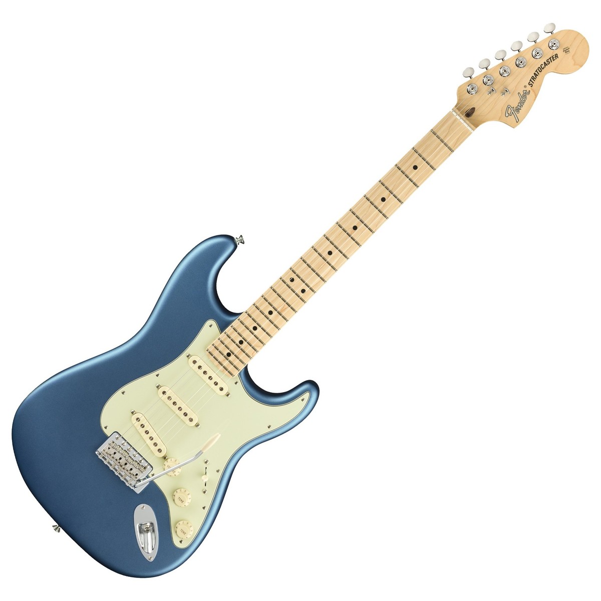 En bild på Fender American Performer Stratocaster MN Satin Lake Placid Blue | En legend omdesignad. Fender American Performer Stratocaster MN ger dig all den klassiska Strat-känslan i en modell som producerar uppgraderat 2000-tals ljud. Yosemite enkelspoliga pickups ger råa ljusa ljud som låter vackert klart på även på högsta outputs. Det är detta elektroniska system som gör American Performer Strat idealisk för live-musiker. Det är långt ifrån allt som denna otroliga gitarr erbjuder. Upplev otroligt natural spelarkomfort tack vare en C-formad hals som eliminerar kramp. Experimentera oändligt för att skapa en unik röst med användning av ett tremolo-stall. Och njut av allt i en modell med vacker vintage-stil. Detta är verkligen en speciell gitarr. Missa inte.