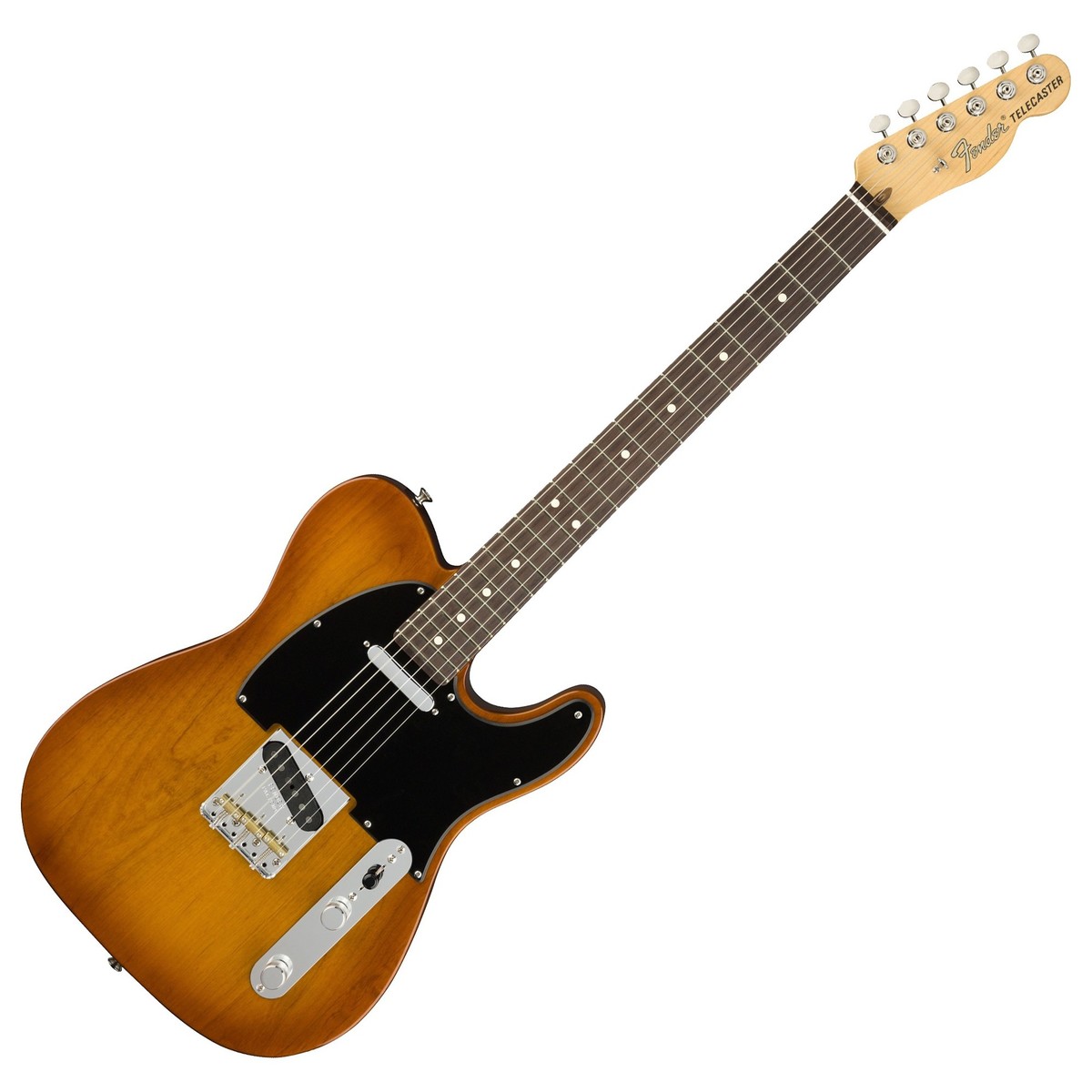 En bild på Fender American Performer Telecaster RW Honey Burst | Legendariska ljud. Modern prestanda. Fender American Performer Telecaster RW är en fantastisk sakkunnigt utformad gitarr från Fenders kaliforniska fabrik. Den är utformad att ge klara fina rock n roll toner utsökt spelbarhet och branschledande ljudkvalitet som bringar detta vintage-instrument in till det 21 århundradet    Du kommer att njuta av intensiva single coil-ljud med magnifik klarhet tack vare gitarrens Yosemite-mickar. Dessa två mickar är idealiska för live-uppträdanden eftersom de eliminerar feedback även vid de högre volymer. 22 jumbobanden gör det lätt för dig att spela solon efter behag. Och du kan uppleva en fullkomligt naturlig spelupplevelse tack vare den bekväma modernt "C"-formade lönnhalsen. Elgitarrer par excellence.