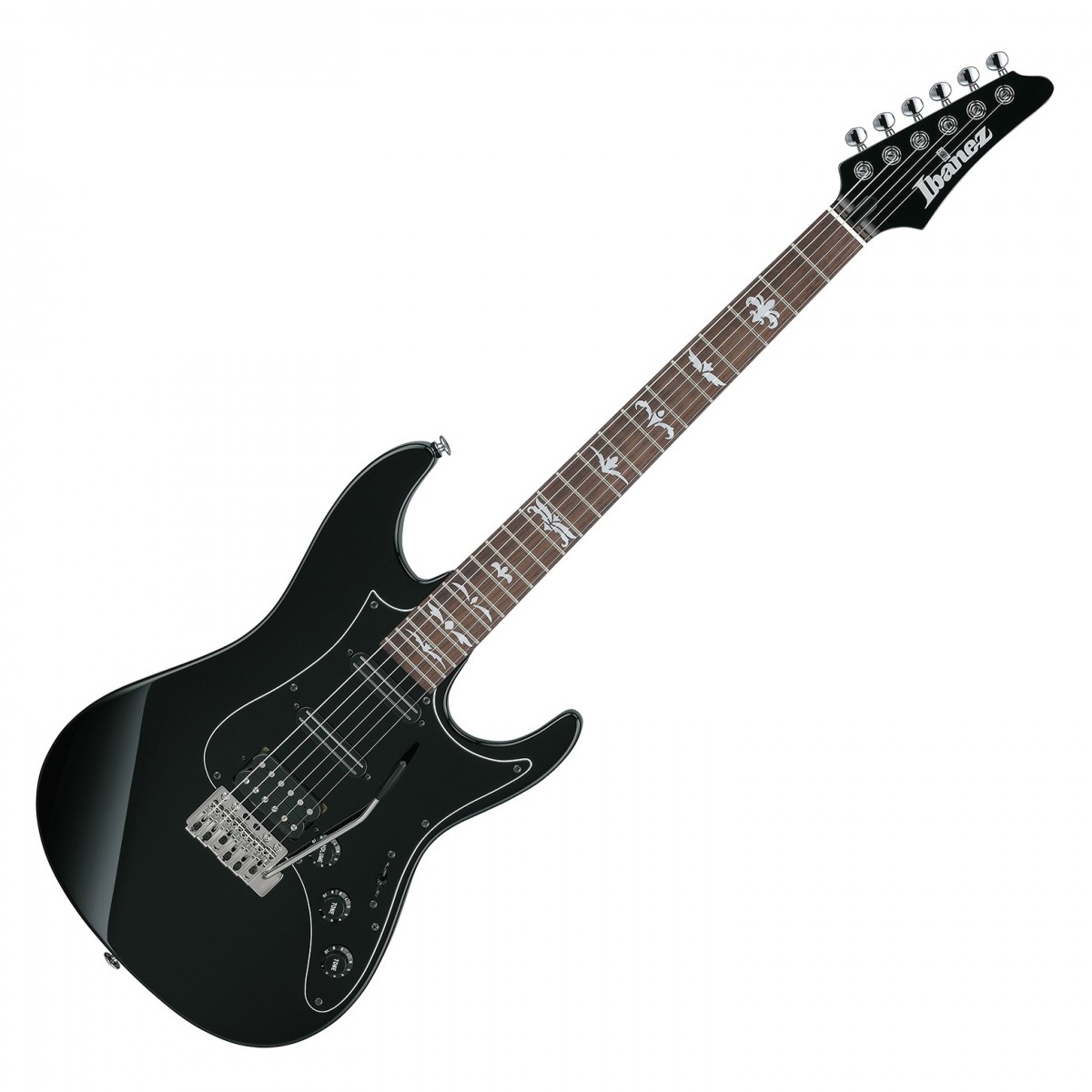 En bild på Ibanez ATZ300 Andy Timmons Signature 25th Anniversary Black | Ibanez ATZ300 Andy Timmons Signature 25th Anniversary är utformad för att erbjuda en exceptionell spelupplevelse som kombinerar klassisk estetik med modern funktionalitet. Med en S-TECH WOOD Roasted Maple-hals och en greppbräda i rosewood garanterar denna gitarr oöverträffad hållbarhet och en rik tonal klarhet. Kroppen som är tillverkad av Alder ger ett ljust och välbalanserat ljud perfekt för både scen- och studiomiljöer.ATZ300 är utrustad med DiMarzio® The Cruiser® och AT-1™ pickuper vilket ger ett brett spektrum av ljud från varma och klara övertoner till kraftfulla enstaka-coil-toner. Det avancerade Gotoh® Magnum Lock med H.A.P. kulhuvud ger överlägsen stämningsstabilitet vilket möjliggör exakt och pålitlig prestanda varje gång. Denna signature -modell som firar 25 års samarbete med Andy Timmons innehåller också ett lyxigt fodral med hårda skal för att skydda ditt värdefulla instrument.