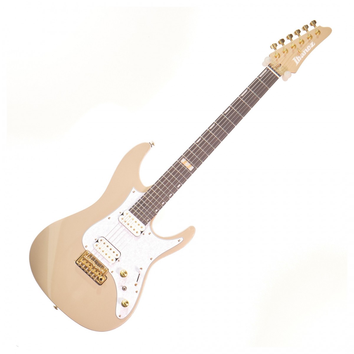 En bild på Ibanez KRYS10 Scott LePage Signature Gold - Ex Demo | Ibanez KRYS10 Scott LePage Signature är den nya gyllene modellen designad speciellt för Polyphias virtuosa gitarrist. Den har Scotts personliga Fishman Fluence Scott LePage Custom Series humbuckers för att erbjuda dig en galen mängd ljud och mångsidighet. Med tre distinkta röster utöver en trevägsväljare har du massor av ton att experimentera med. Polyphias potenta ljud är inom räckhåll!   Men det handlar inte bara om ljudet för Scott behöver en gura som är redo att shredda för hans snabba stilar. Det är därför Ibanez har utrustat denna signature-gitarr med en elegant greppbräda i ebenholts och en smal rostad lönnhals slipad i en friktionsfri sidenmatt finish. Du kommer att kunna spela skalor så att det står härliga till i Scotts episka takt allt samtidigt som du håller koll på din position tack vare självlysande sidopunktsinlägg. Och med stabiliteten och den snabba återgången till tonhöjdsdynamiken från Gotoh tremolo-stallet kommer du att spela riffs och divebomba som Polyphia på nolltid.  Ex-Demo: Denna produkt kan vara ex-display ha mindre tecken på användning eller lätta ytliga skråmor och sakna icke-nödvändiga delar. Originallåda paketering eller manual kanske inte ingår. Varje föremål kontrolleras av vårt team av reparationstekniker för att försäkra att det möter våra höga standarder. Detta är en fantastisk möjlighet att köpa en fullt fungerande produkt till ett nedsatt pris.