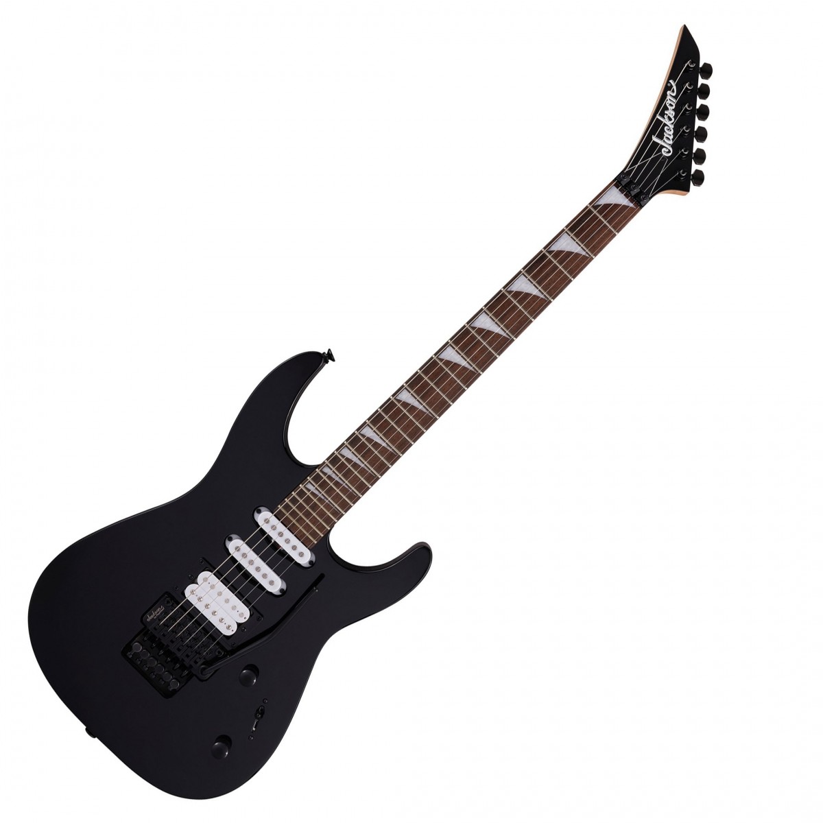 En bild på Jackson X Series Dinky DK3XR HSS Black | Tänk dig de spännande föreställningarna du kommer att ha med denna gitarr ... Jackson DK3XR Dinky är byggd för oförglömliga spelningar. Det utstrålar enorm kraft. Skjut Jackson högeffektiva pickups hårt och förbered dig på en kryddig ton som lovar att skaka väggarna. Håll inte tillbaka de är utformade för att rymma alla hårda strumming och komplexa fingerpicksstilar. Och med en Jackson-märkt Floyd Rose-bro kan du lägga till en annan skimrande dimension i ditt ljud. Tillverkad av poppel och kompletterad med en lönnhals kroppen på denna gitarr ber din skickliga ljudskulptur. ton är briljant balanserad och full perfekt för rock- och metallspelare. En läcker laurel greppbräda ger sedan fantastisk spelbarhet och låter dig glida över banden på silkeslen sätt.