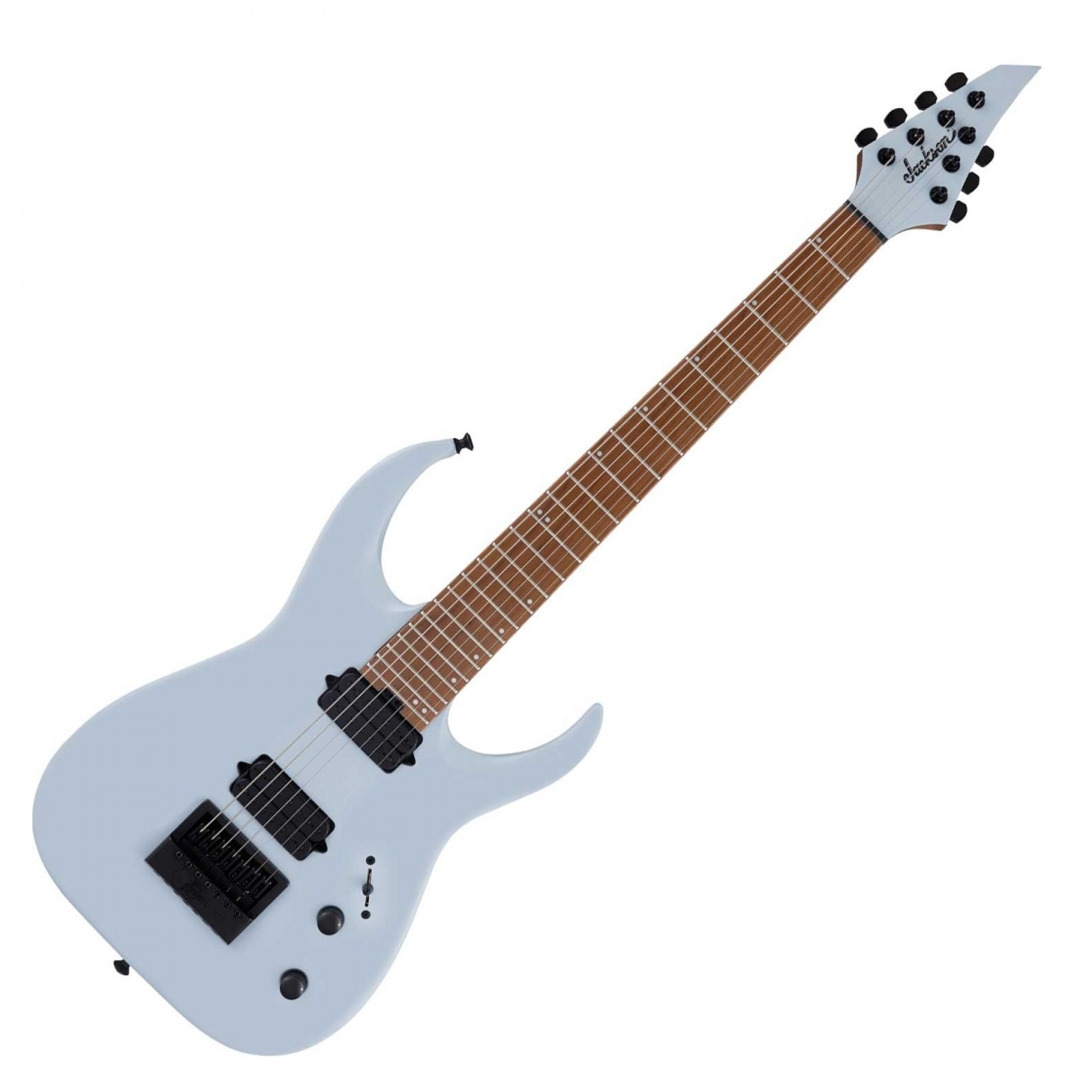 En bild på Jackson Pro Misha Mansoor Juggernaut EverTune 7 Gulf Blue | En juggernaut av gitarr. Misha Mansoor är känd världen över som den virtuosa gitarristen i det progressiva metalbandet Periphery. Jackson Pro Misha Mansoor Juggernaut ET7 är en återspegling av hans skicklighet och passion som gitarrist med en mängd avancerade funktioner som får den att glänsa som ett instrument. Med ett par Jackson Juggernaut pickuper i halsen och stallet kan du spela så tekniskt du vill samtidigt som du behåller klarheten och definitionen av tonerna i varje enskild ton. De kommer att få högförstärkningstoner att brusa med aggression och bett men de kommer också att uttrycka renare toner exceptionellt bra. Följ i hans fotspår. Juggernaut ET6 är designad av en professionell gitarrist och har alla de egenskaper du kan förvänta dig av en avancerad gitarr. juggernaut cutaway kroppsstilen är designad för ren komfort och maximal greppbrädetillgänglighet medan den bakade lönnhalsen är silkeslen. En Evertune stall säkerställer att du alltid är i trim oavsett hur aggressivt du spelar. Med ett så exceptionellt musikaliskt verktyg vid din sida finns det inget som hindrar dig från att nå samma gudomliga höjder av gitarrspelande storhet som Misha Mansoor själv.