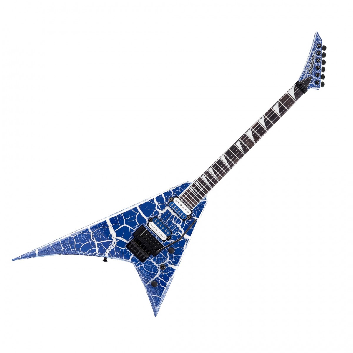 En bild på Jackson RR24 Rhoads Lightning Crackle - Ex Demo | Ex-demo Serienummer: CYJ2102073 Tekniska noter Originalförpackningen är något skadad. Färgen är flisad på spetsen av gitarrkroppen. Gitarren visar lätta tecken på användning. Den har kvalitetskontrollerats av en av vårt team av reparationstekniker för att säkerställa att den uppfyller en hög spelstandard. Den fotograferade produkten är den enskilda vara som kommer att tas emot.
