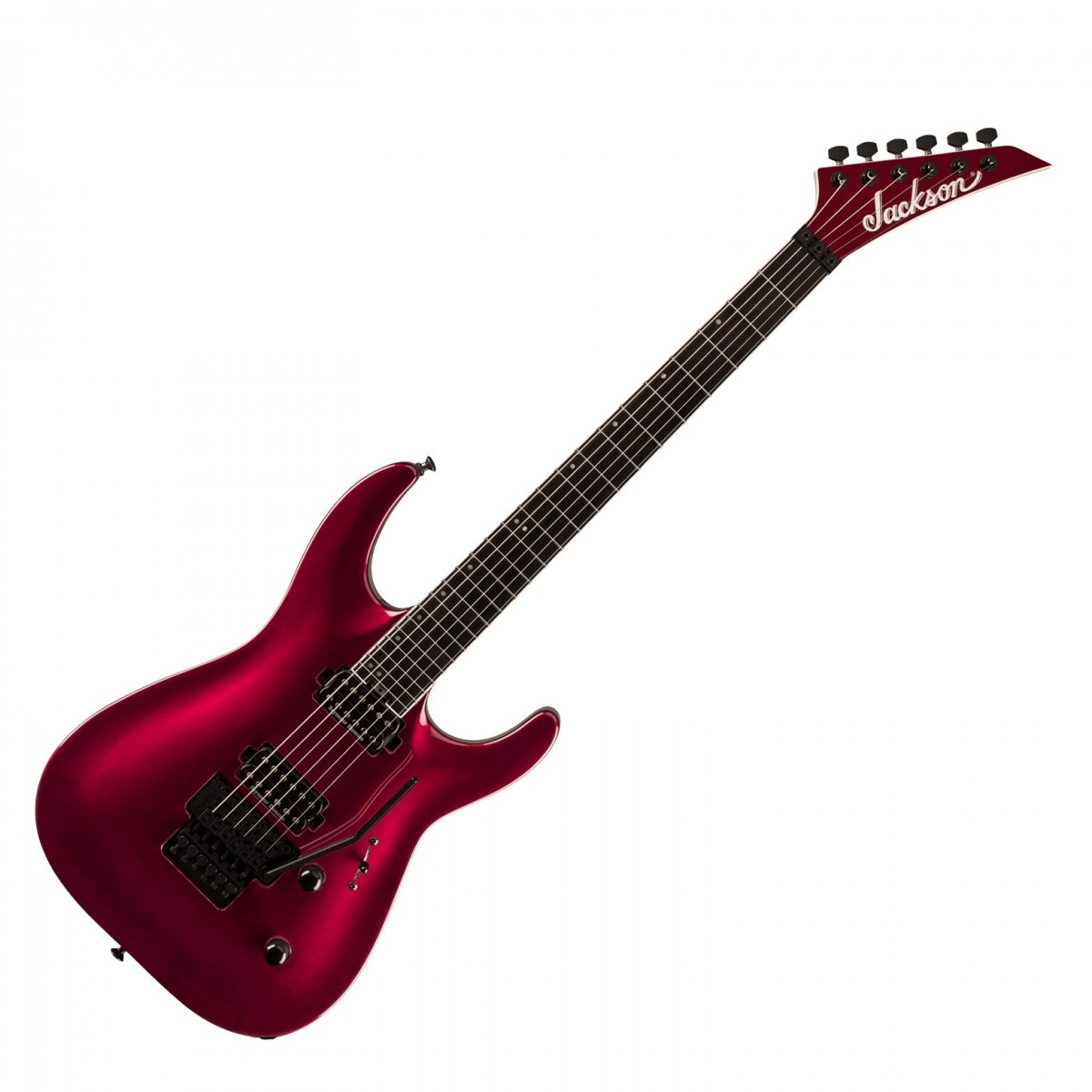En bild på Jackson Pro Plus Series DKA Oxblood | Jackson Pro Plus Series DKA i Oxblood är den ultimata shred -maskinen med premiumfunktioner och otrolig prestanda för den kräsne gitarristen. Med sina direktmonterade Seymour Duncan humbuckers kan du producera ett brett spektrum av toner som förblir klara även genom tung distorsion perfekt för chugging-sektioner och skrikande solon.  Vid sidan av sina hotfulla toner garanterar Dinky:s femdelade bolt-on-lönn/valSadel-hals med grafitförstärkning stabilitet och hållbarhet medan den skulpterade shredders cut-hälen ger enkel åtkomst till de övre banden. Den handskrubbade oljefinishen gör att du kan spela blixtsnabbt medan ett dubbellåsande Floyd Rose-tremolo möjliggör alla typer av kreativa wails och divebombs. Pro Plus Series DKA levereras med en väska för enkel transport och är utformad för dem som kräver det bästa.