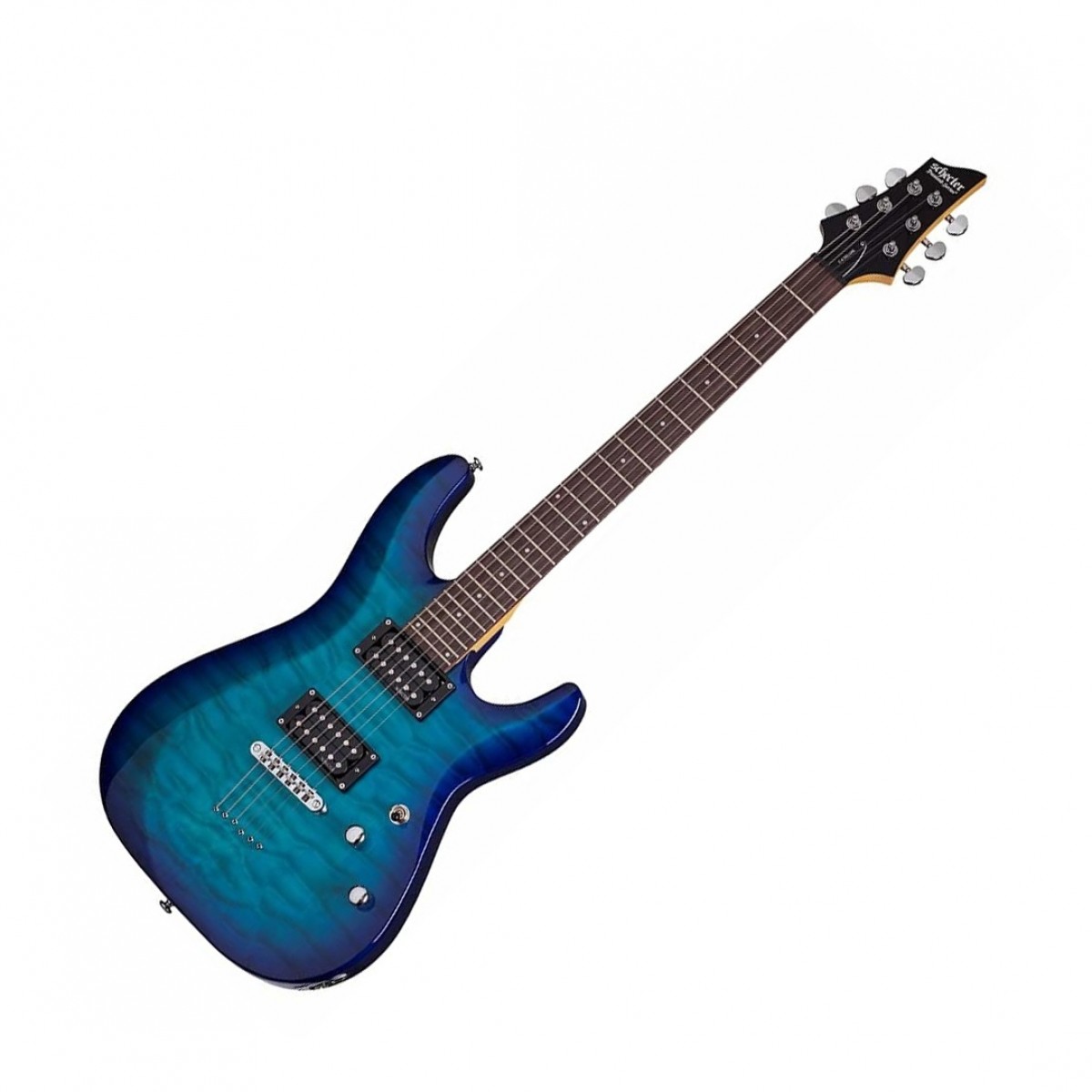 En bild på Schecter C-6 Plus Ocean Blue Burst | Schecter C-6 Plus Elgitarren är en prisvärd och imponerande gitarr som har en lätt kropp i svartlind med en lönntopp med en finish i quilted-stil för att kombinera gitarrens resonanta ton med hård och fin stil. C-6 har dessutom en 24 bands greppbräda i rosenträ lönnhals Schecter Diamond Plus humbucker-mickar tune-o-matic (string thru)-stall och kromhårdvara. Kort sagt är Schecter C-6 Deluxe Plus perfekt för blivande musiker som en introduktion till ikonisk Schecter ton och spelbarhet .