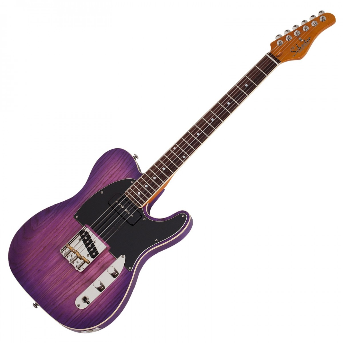 En bild på Schecter PT Special Purple Burst Pearl | Schecter PT Special detta är minsann ett speciellt instrument. Verklig mångsidighet ett klingande ljud och vintage-smak: PT Special ger dig precis det ljud du längtar efter utöver sitt fascinerande. Gitarren har setts i händerna på Pete Townshend så att du får en en riktig ikon som är perfekt för många typer av musik och spelstilar.   Gitarren har klassisk karaktär med single coil karisma och push / pull-funktionerna gör det lätt att forma ditt ljud efter behag. Dessutom känns gitarren fantastisk också så du kan förvänta dig att spela fritt och snabbt med fullständig kontroll tack vare den noggrant designade C-formade halsen. Det är dags att uppleva världsberömd Schecter klass. Och denna PT Special bygger på Schecters etos för excellens och ger gitarrister en drömlik spelupplevelse. Du håller på att ta dina färdigheter till nya höjder - välkommen till Schecter-familjen.