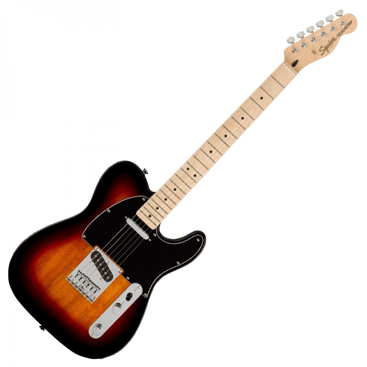 En bild på Squier Affinity Telecaster MN 3-Color Sunburst | Squier Affinity Telecastern MN tar alla Telecasterns älskade funktioner och kombinerar dem med förbättrad spelbarhet och prisvärdhet. Den C-formade halsen six saddle-stallet och de formgjutna stämskruvarna garanterar att ditt ljud låter exakt när du uppträder på scenen. Nu kan du kolla in den hur denna gitarrmodell utstrålar klassisk Telecaster-stil. Dessutom är den mer prisvärd än någonsin tidigare.   Uttryck dig med sjudande tonfärg utsökt dynamik och ren Telecaster-personlighet. All denna charmiga ljudliga karisma utrsålas från noggrant hantverk och två Squier Single Coil Tele-pickuper. Med tre-vägs mikrofonomkopplaren kan du utforska ännu fler tonala möjligheter. Oavsett vilken genre eller musikstil du spelar kan du ta Telecasterns anda och atmosfär till den. Detta är knytpunkten där ikonisk Tele-klang och exceptionell prisvärdhet möter varandra.