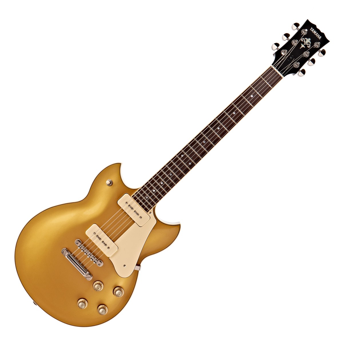 En bild på Yamaha SG1820 Gold Top | Allt en modern gitarrist vill ha. Yamaha SG1820 förenar en mängd premiumfunktioner allt resulterar i en sensationell gitarr som ligger vid toppunktet av prestanda. I hjärtat finns ett par Seymour Duncan 59 pickuper. Dessa är vintage humbuckers med ett kraftigt diskantregister. De rymmer alla spelstilar du kan tänka dig.   Det är inte bara inom elektroniken där SG1820 utmärker sig. Det är överallt. Dubbel cutaway-kroppen ger obehindrad tillgång till toppen av den fantastiska greppbrädan i rosenträ. Det har också konturerats massan optimerats och strängvibrationen maximerats tack vare det fina stallet och den högkvalitativa stränghållaren - vilket ger dig ett fylligare rikare ljud. Det finns mycket mer att utforska när du tar hand om ett av dessa fantastiska instrument - du blir aldrig besviken.