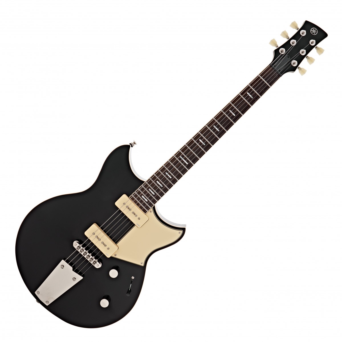 En bild på Yamaha Revstar Standard RSS02T Svart | Yamaha Revstar Standard RSS02T kommer att ge full gas till ditt ljud. Denna elgitarr är konstnärligt komponerad och inspirerad av Yamahas motorcykelavdelning med en kammarkropp för att minska vikten och öka resonansen och spelbarheten. Precis som de snabba racerbilarna som påverkade Revstar designen har du en greppbräda i rosenträ för att accelerera dina riffs till otroliga hastigheter. Den är mjuk och underbar att röra vid och kommer att göra de mest komplexa solon till en lek att spela.   Revstar Standard ger dig ett klassiskt morrande ljud tack vare dubbla pickuper i P90-stil. De kommer att ge dig en palett av kraftigt varmt och klart ljud som är perfekt för klassisk rock och blues. Tillsammans med ett TOM-stall kommer du att njuta av orörd intonation över skalorna och en stensäker stämningsstabilitet. Vill du ha stil och substans så levererar Revstar båda i överflöd.