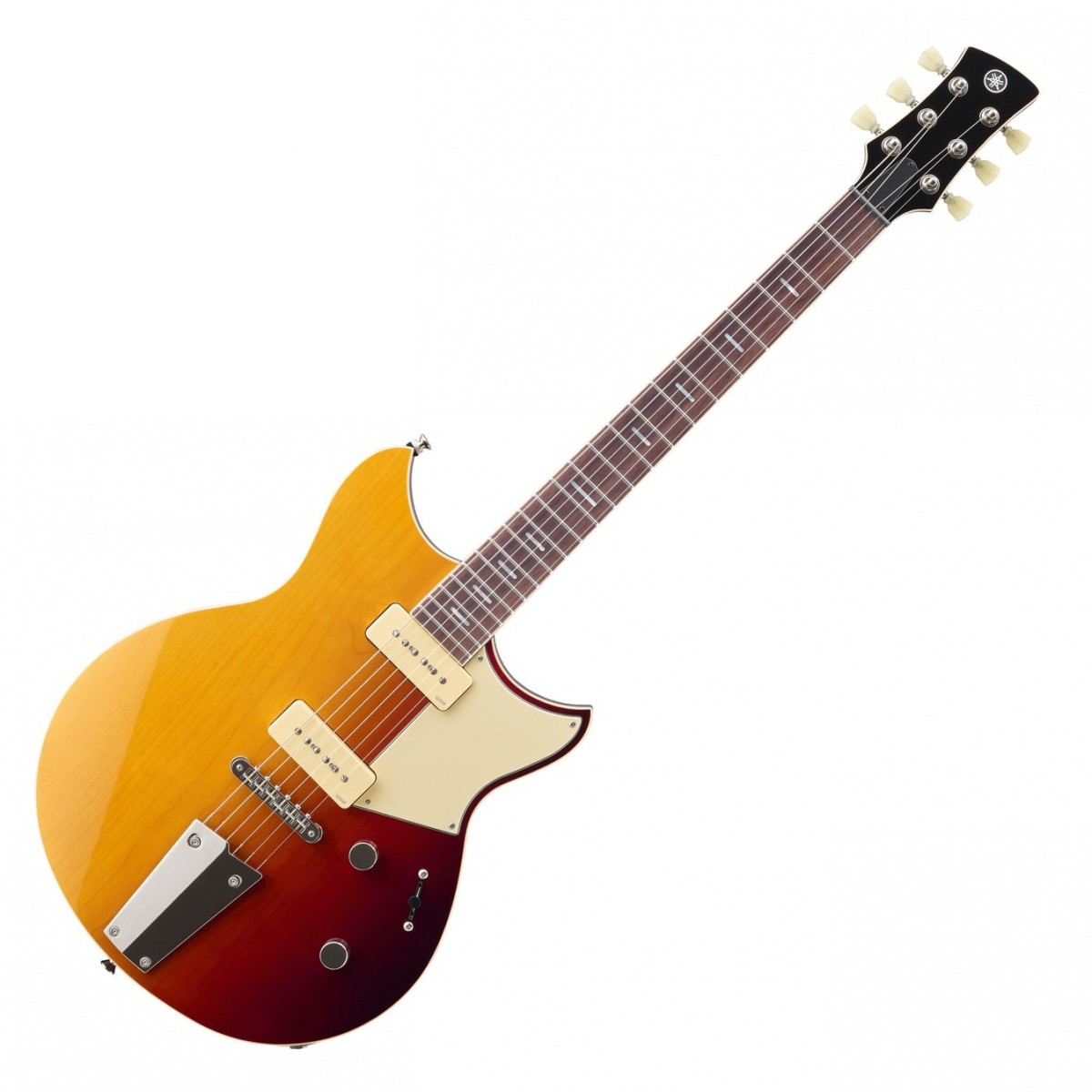 En bild på Yamaha Revstar Professional RSP02T Sunset Burst | Yamaha Revstar Professional RSS02T kommer att spela ditt ljud på full volym. Denna gitarr är konstnärligt komponerad och inspirerad av Yamahas motorcykeldivision. Detta eleganta Made in Japan-instrument har en kammarkropp för att minska vikten öka resonansen och öka spelbarheten. Precis som de snabba racerbilarna som inspirerade Revstars design har du en greppbräda i rosenträ för att accelerera dina riffs till otroliga hastigheter. Greppbrädan är mjuk och len att röra vid och kommer att göra de mest komplexa melodierna till en lek att spela.   Revstar Professional dig ett klassiskt morrande spinnande ljud tack vare dubbla pickuper i P90-stil. De kommer att ge dig en palett av varma och klara nyanser som är perfekta för klassisk rock och blues. Tillsammans med ett TOM-stall kommer du att njuta av orörd intonation över skalorna och en stensäker stämningsstabilitet. Vill du ha både stil och substans så levererar Revstar båda i överflöd.