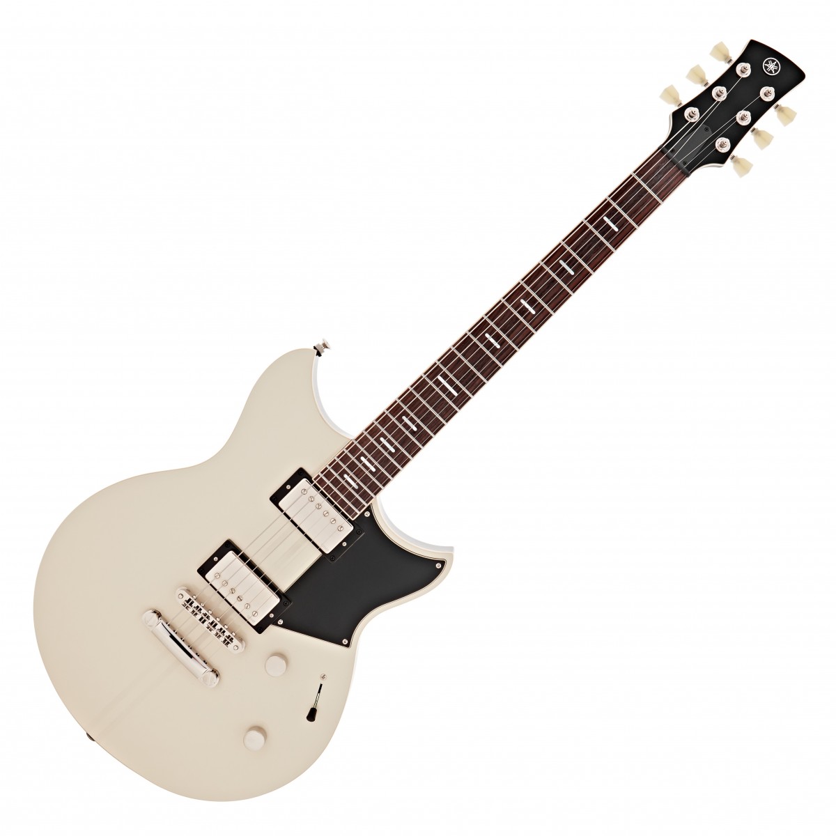 En bild på Yamaha Revstar Standard RSS20 Vintage White | Yamaha Revstar Standard RSS20 är den senaste modellen från Yamaha i deras nya Revstar serie. Årtionden av innovation och teknisk utveckling har bidragit till en gitarr som passar en rad spelförmågor och stilar. Med kraftfulla dubbla humbucker och en 5-vägs spakkontakt på kroppen kommer du att kunna uppnå maximal tonkontroll så att du kan vara hur kreativ som helst med ditt ljud.   Designen på denna gitarr skapar en tidlös visuell estetik som både kan smälta in och sticka ut i perfekt harmoni. Det är en look som kombinerar stilrenhet med lite gammaldags rock n roll. Du kan enkelt glida över greppbrädan i rosenträ tack vare de rullade stålbanden och sidenmatta finish. Gitarrens kropp är tillverkad med omsorg och byggd med en topp i lönn och en kammarkropp i mahogny vilket ger en rik tonprofil som kommer att belöna dig och hjälpa dig utvecklas under årens gång.