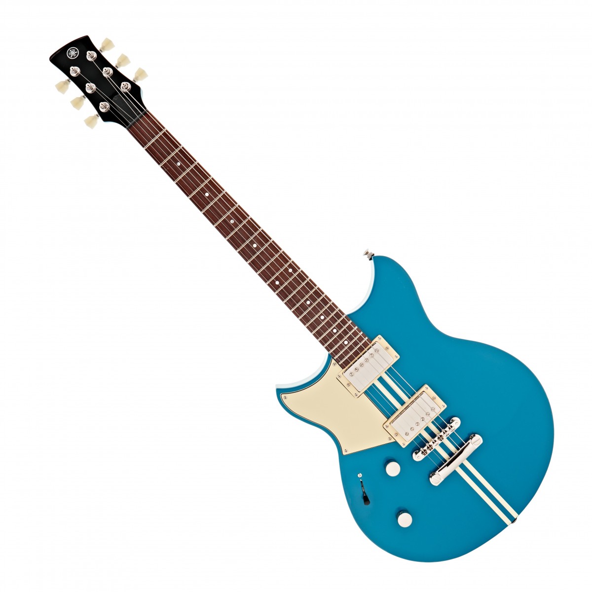 En bild på Yamaha Revstar Element RSE20 Left-Handed Swift Blue | Yamaha Revstar Element RSE20 Left Handed återupplivar den caféracer-inspirerade modellen och förskönar den med en förtjusande mahognykammarkropp som ingjuter din gitarrs ljud med extra projektion och en salig akustisk kvalitet. Utrustad med ett par VH3 humbuckers är gitarren perfekt förberedd för att fånga det oklanderliga ljudet. Spelbarheten tas också i beaktande en förtjusande greppbräda i rosenträ säkerställer en fläckfri yta att enkelt glida över medan en tredelad mahognyhals erbjuder komfort och kontroll.