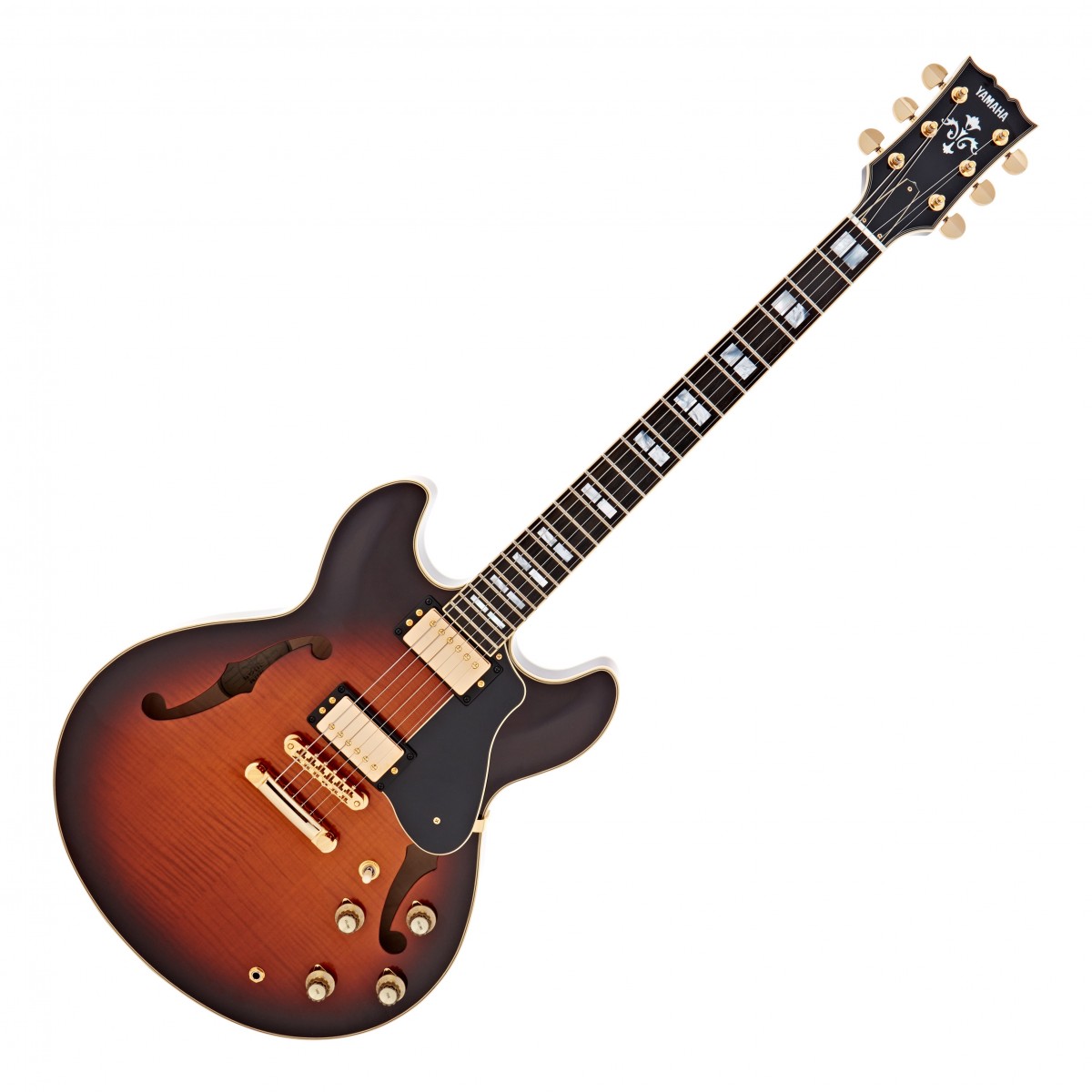 En bild på Yamaha SA2200 Semiakustisk Brown Sunburst | Yamaha SA2200 semiakustisk elgitarr är en evolution av den traditionella semiakustiska gitarren. Byggd runt ett massivt träblock för förbättrat hållbarhet och återkopplingsmotstånd är denna tunna kropp kapabel att producera allt från mjuka jazztoner till det aggressiva snäppet och morrandet av en solid elektrisk. De skräddarsydda Alnico V-pickuperna är ihopkopplade med dubbla tryck-/tryckspolekranar vilket möjliggör snabb och sömlös växling mellan enkelspolig och humbucker och erbjuder massiv tonal variation.  Instrumentens vackra kosmetika är precis vad du kan förvänta dig av en Yamaha produkt. SA2200:s underbara kropp i lönn kompletterad med en greppbräda i ebenholts med delat block är en syn att skåda. Denna gitarrs tonala magnifika matchas av dess enkla användning tack vare dess TOM-stall för ökad sustain enkel justering av justerbarhet och stoppstalln som förbättrar stämningsstabiliteten. Du kan styra ljudet på ditt instrument med främre och bakre volym- och tonkontroller som hanteras via en tryckknapp. SA2200 är en mästerlig utrustning för både gitarrentusiaster och proffs och kommer säkerligen att erbjuda år och år av musikglädje.