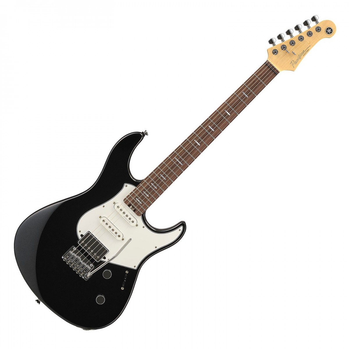 En bild på Yamaha Pacifica Professional RW Black Metallic | Yamaha Pacifica Professional RW är en avancerad gitarr avsedd för både avancerade spelare och professionella musiker. Den har en mängd funktioner som ger den smidigaste och mest responsiva spelupplevelsen som finns i en dubbel cutaway elgitarr. Dessa inkluderar en 10-14 tum compound radius greppbräda och anpassade pickuper skapade av den berömda brittiska ljudingenjören Rupert Neve. Dessa HSS-pickuper är otroligt mångsidiga och levererar exceptionell klarhet och artikulation som fångar varje nyans och detalj i ditt spel.  Förutom sitt breda tonregister är Pacifica Professional lätt tack vare sin alkropp och dess dubbla cutaway design och bekväma C-formade hals ger enkel åtkomst till alla band. Den enkla spelupplevelsen kompletteras av en uppsättning högkvalitativ hårdvara som säkerställer exakt intonation och stabilitet även vid aggressivt spel och strängböjningar. Stall Gotoh och de låsbara stämskruvarna arbetar sömlöst tillsammans för att bibehålla exakt stämning. För att skydda din Pacifica levereras den med ett premium Yamaha hardcase. Professional serien är en mångsidig gitarr som tillgodoser behoven hos anpassningsbara musiker och erbjuder exceptionell prestanda och hantverksskicklighet.