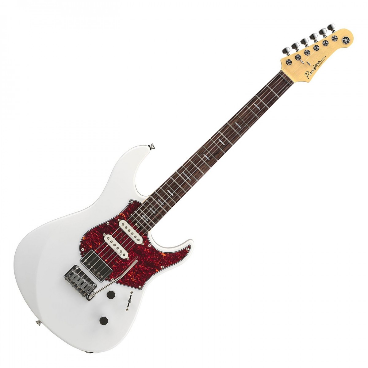 En bild på Yamaha Pacifica Professional RW Shell White | Yamaha Pacifica Professional RW är en avancerad gitarr avsedd för både avancerade spelare och professionella musiker. Den har en mängd funktioner som ger den smidigaste och mest responsiva spelupplevelsen som finns i en dubbel cutaway elgitarr. Dessa inkluderar en 10-14 tum compound radius greppbräda och anpassade pickuper skapade av den berömda brittiska ljudingenjören Rupert Neve. Dessa HSS-pickuper är otroligt mångsidiga och levererar exceptionell klarhet och artikulation som fångar varje nyans och detalj i ditt spel.  Förutom sitt breda tonregister är Pacifica Professional lätt tack vare sin alkropp och dess dubbla cutaway design och bekväma C-formade hals ger enkel åtkomst till alla band. Den enkla spelupplevelsen kompletteras av en uppsättning högkvalitativ hårdvara som säkerställer exakt intonation och stabilitet även vid aggressivt spel och strängböjningar. Stall Gotoh och de låsbara stämskruvarna arbetar sömlöst tillsammans för att bibehålla exakt stämning. För att skydda din Pacifica levereras den med ett premium Yamaha hardcase. Professional serien är en mångsidig gitarr som tillgodoser behoven hos anpassningsbara musiker och erbjuder exceptionell prestanda och hantverksskicklighet.