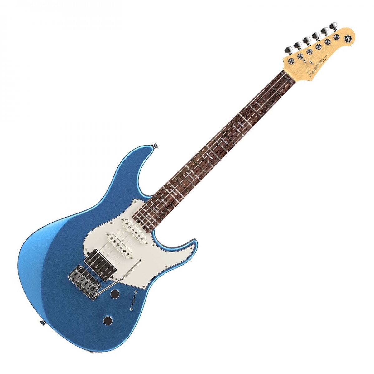 En bild på Yamaha Pacifica Professional RW Sparkle Blue | Yamaha Pacifica Professional RW är en avancerad gitarr avsedd för både avancerade spelare och professionella musiker. Den har en mängd funktioner som ger den smidigaste och mest responsiva spelupplevelsen som finns i en dubbel cutaway elgitarr. Dessa inkluderar en 10-14 tum compound radius greppbräda och anpassade pickuper skapade av den berömda brittiska ljudingenjören Rupert Neve. Dessa HSS-pickuper är otroligt mångsidiga och levererar exceptionell klarhet och artikulation som fångar varje nyans och detalj i ditt spel.  Förutom sitt breda tonregister är Pacifica Professional lätt tack vare sin alkropp och dess dubbla cutaway design och bekväma C-formade hals ger enkel åtkomst till alla band. Den enkla spelupplevelsen kompletteras av en uppsättning högkvalitativ hårdvara som säkerställer exakt intonation och stabilitet även vid aggressivt spel och strängböjningar. Stall Gotoh och de låsbara stämskruvarna arbetar sömlöst tillsammans för att bibehålla exakt stämning. För att skydda din Pacifica levereras den med ett premium Yamaha hardcase. Professional serien är en mångsidig gitarr som tillgodoser behoven hos anpassningsbara musiker och erbjuder exceptionell prestanda och hantverksskicklighet.