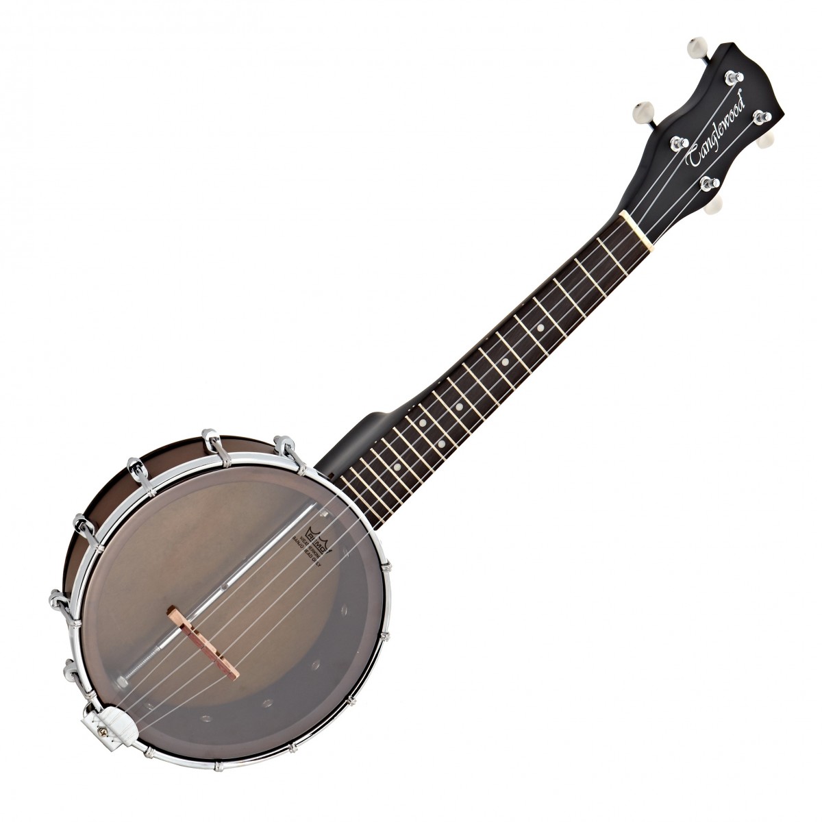 En bild på Tanglewood TWBU Union Series Ukulele Banjo | Tanglewood TWBU Union Series Ukulele Banjo blandar skönheten hos både ukulele och banjo till ett sublimt klingande elegant instrument. Det är en syn att skåda och det är en ton att smälta in i. När du använder en pick kan du förvänta dig en underbart ljus artikulerad ton som har den kraftfulla akustiska slagkraftighet behövs för en befodralande scennärvaro. Ljudprojektion är inte ett problem för ukulele-banjohybriden. Tack vare dess stängda bakresonator i lönn kan du räkna med läcker dynamik för att bära din musik långt och brett medan ett fantastiskt fokus på klarhet säkerställer att varje ton hörs oavsett hur hårt du spelar. En produkt av traditionella och moderna tillverkningsmetoder denna Tanglewood pärla är perfekt för alla installationer.