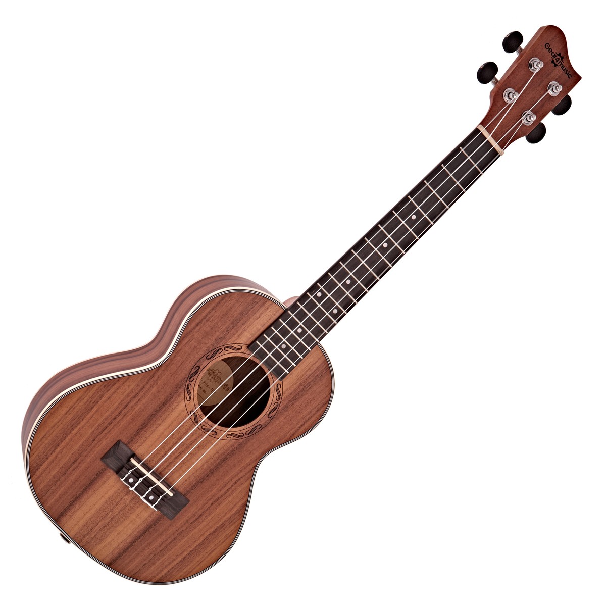 En bild på Koa Tenorukulele från Gear4music | Gör musik som transporterar dig till sandstränderna på Hawaii. Koa Tenorukulelen av Gear4music har ett lock och en kropp tillverkad av det traditionella Hawaii-träet Koa som är väl känt för sin ljusa och autentiska ton. Du kommer att upptäcka att Aquila Nylgut-strängarna erbjuder ett bekvämt underlag för dina fingrar utan att skada det ljusa och klara ljudet du önskar få från din ukulele. Koa-ukulelelens tenorstorlek gör den perfekt för spelare som vill förbättra sina färdigheter och upplevelser. Tack vare den större storleken får du en större ton som erbjuder den värme som experimentella spelare längtar efter.