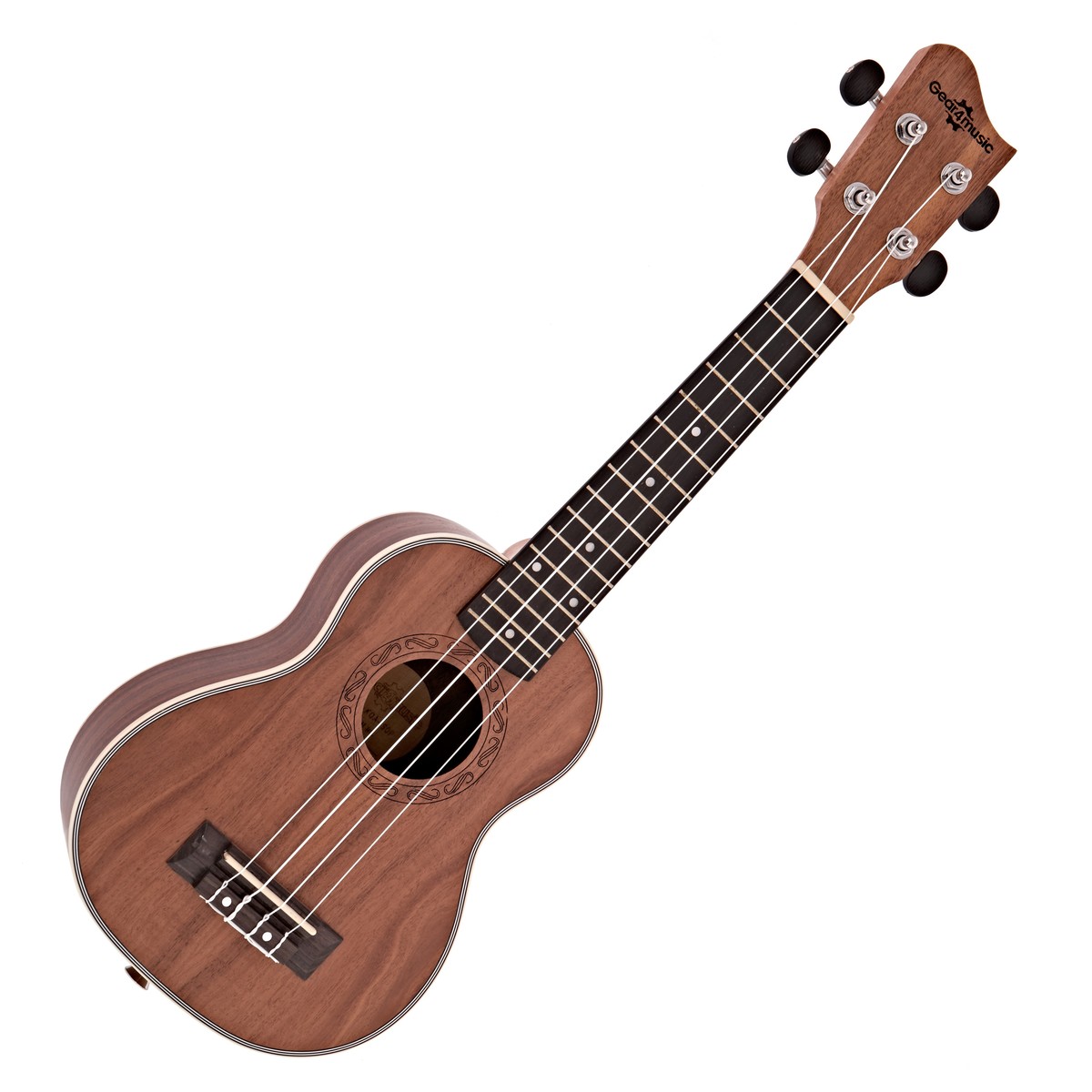 En bild på Koa Sopranoukulele från Gear4music | Gör musik som transporterar dig till sandstränderna på Hawaii. Koa sopranoukulelen från Gear4music har ett lock och en kropp tillverkad av det traditionella Hawaii-träet Koa som är väl känt för sin ljusa och autentiska ton. Koa-ukulelelens sopranostorlek gör den perfekt för nybörjare och spelare som vill förbättra sina färdigheter. Ukulelen är perfekt för spelare som vill lära sig spela snabbt eftersom du kan spela ett stort antal låtar med endast tre ackord. Du kommer att upptäcka att Aquila Nylgut-strängarna erbjuder ett bekvämt underlag för dina fingrar utan att skada det ljusa och klara ljudet du önskar få från din ukulele.