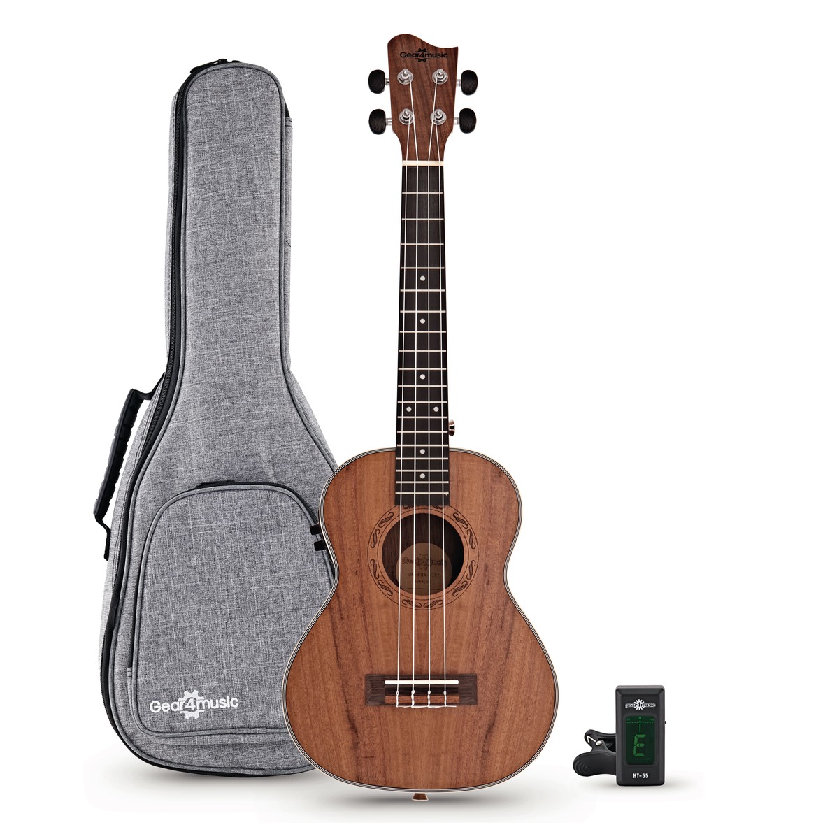 En bild på Koa Semiakustisk Tenorukulele från Gear4music Paket | Kul och glad. Börja din musikaliska resa med klassisk ukulele-charm. Koa semiakustiska Tenorukulelen från Gear4music är perfekt för att utforska ukulelens musikaliska värld. Den fängslande ukulelens karaktär bekväma spelarvänliga känsla och överkomliga priser gör ukulelen perfekt för nybörjare. Om du är en spelare på mellannivå som letar efter ett förmånligt instrument och en traditionell ton - behöver du inte längre leta. Du har funnit rätt. Traditionell autentisk omedelbart igenkännbar. Tre egenskaper som verkligen beskriver tenoren. Tack vare konstruktionen i koa konstruktion levererar den semiakustiska Tenorukulele ett skarpt livligt härligt ljud med en välkänd hawaiisk natur och ett distinkt djup. Utforska den traditionella ukulele-charmen och dess förtrollande mjuka värme - samtidigt. Tenorukulelen perfekt för nybörjare inklusive dina barn. Instrumentet har en smidig bekväm känsla med bekväma släta Nylgut-strängar. Om du ser dig själv i rampljuset är denna semiakustiska ukulele också idealisk för att finslipa dina färdigheter när du uppträder... Kliv upp på scenen. Med den medföljande premium-väskan och den kromatiska stämapparat som passar bra på huvudet är du redo att uppträda var som helst. Dela din musik utan att instrumentets intonation skulle påverkas. När du är klar med ditt uppträdande packa Koa-tenorukulelen säkert in i premium-väskan och gå vidare till nästa spelning. Börja din resa i ukulelens spännande värld