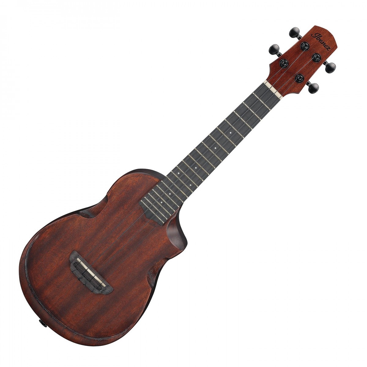 En bild på Ibanez AUC14-OVL Open Pore Violin Sunburst | Ibanez AUC14-OVL är inte bara ett musikinstrument - det är en vackert utformad del av art som är designad för både visuell attraktion och hörselglädje. Med sin Open Pore Violin Sunburst finish är denna ukulele ett exempel på det omsorgsfulla hantverk som Ibanez är känd för. Från den unika kammarkroppskonstruktionen som börjar som ett massivt block och är noggrant fräst för att bilda ett enda stycke skal med en fängslande Sapele-topp till den bekväma Okoume-halsen och Purpleheart greppbrädan är varje funktion konstruerad för en sömlös och berikande spelupplevelse. Oavsett om du spelar mjuka melodier eller robusta ackord levererar Ibanez AUC14-OVL en varm fyllig ton som berikas av den solida Paulownia-ryggen och sidorna. Instrumentet har också innovativa funktioner som Stereo Sound Port System som ger en omslutande ljudeffekt och ett förhöjt komfortarmstöd för långvarigt spel utan trötthet. Det användarvänliga Purpleheart-bryggsystemet med dubbla hål gör det enkelt att byta strängar så att ukulelen blir lika praktisk som den är förtrollande. Ukulelen levereras med en specialdesignad Ibanez väska vilket gör transport och skydd bekymmersfritt. AUC14-OVL är en utsökt kombination av Ibanez:s tradition av kvalitet och en touch av modern spelbarhet som uppskattas av musiker på alla nivåer.