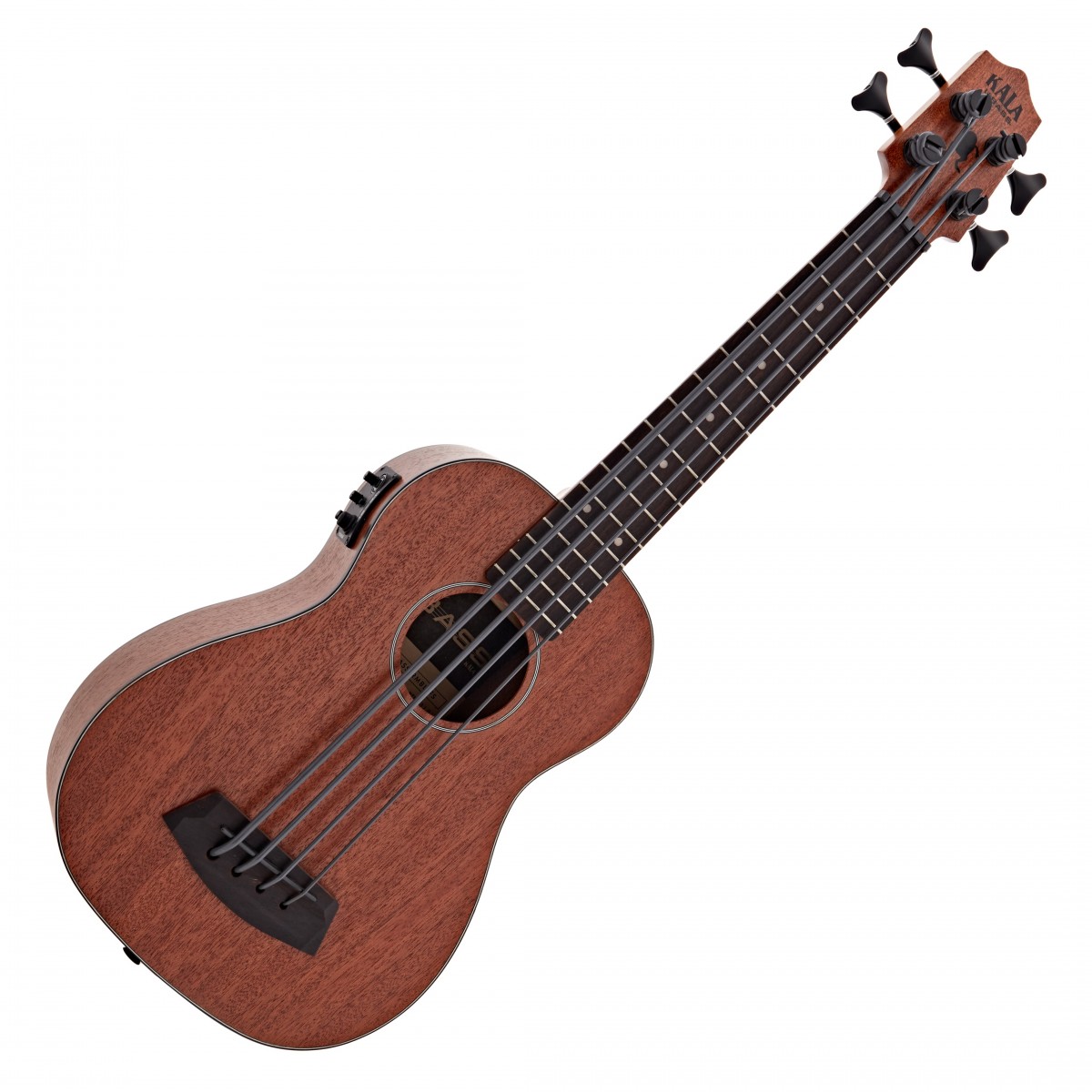 En bild på Kala U-Bass Rumbler Electro-Acoustic Ukulele Bass Satin | Kala Rumbler Acoustic-Electric U?BASS är idealisk för avancerade musiker som letar efter en välkonstruerad bas som ger exceptionellt ljud och bärbarhet. Denna U?BASS har en kropp helt i mahogny och erbjuder en rik fyllig ton som är perfekt för live framträdanden och inspelningar.  Fishman U?BASS EQ med inbyggd tuner säkerställer att ditt förstärkta ljud är klart och exakt medan de specialtillverkade Silver Rumbler-strängarna ger en djup resonant ton. Komplett med en lyxig vadderad väska är Kala Rumbler redo att enkelt följa med dig till alla gig eller övningssessioner.