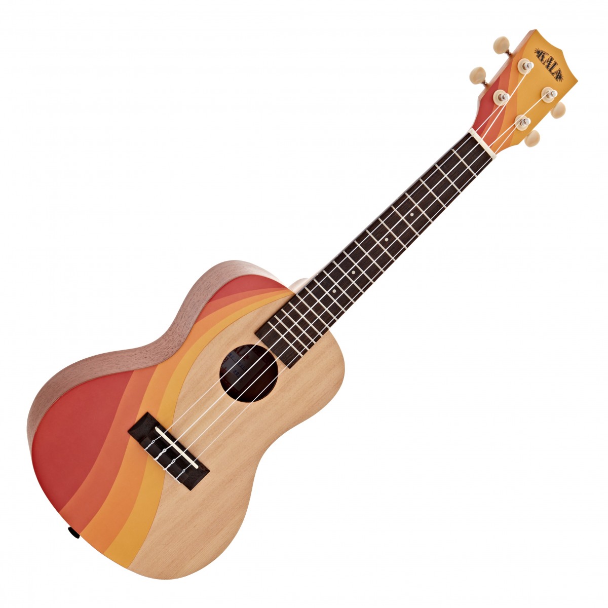En bild på Kala Surfboard Concert Ukulele Swell | Swell Concert Ukulele är perfekt för spelare som söker ett elegant instrument med retrokänsla. Den unika designen är inspirerad av Kaliforniens surfkultur och sticker ut på alla scener. Granskivan ger ett ljust och klart ljud medan mahognybaksidan och -sidorna ger varma toner. Greppbrädan i rosewood ger en jämn spelbarhet och konsertstorleken ger en bekväm hantering vilket gör den perfekt för både övning och framträdande.