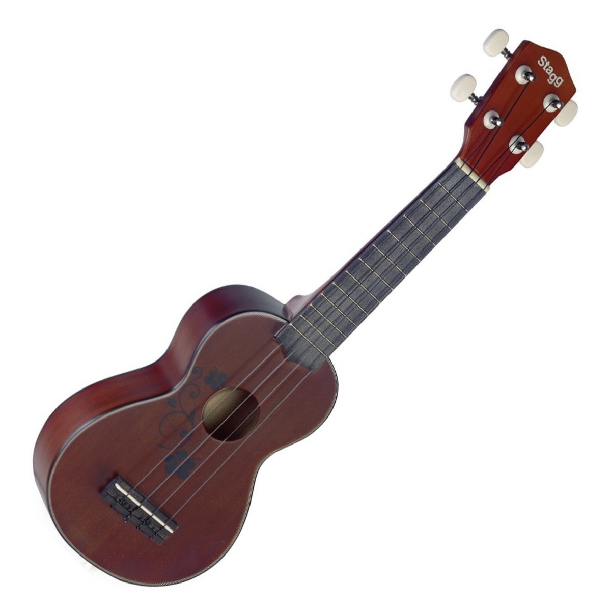 En bild på Stagg Soprano Ukulele Mahogany With Bag | Stagg Soprano Ukulele Mahogny With Bag ger suverän kvalitet till ett instrument på nybörjarnivå. Dess helt nato-kropp - belagd med en mahognyfinish - är exceptionellt hållbar perfekt för livet på vägen och att ta med dig överallt. Kombinera detta med den söta sopranstorleken och du kan räkna med ett lätt bärbart instrument med en gnistrande ukulele-klang som motsäger ukes storlek. Perfekt för nybörjare den silkeslena spelbarheten hos denna Stagg ukulele låter dig förfina din teknik med lätthet. Så du kan verkligen fokusera på att bemästra dessa ackord och fingerPlektrumsmönster. Ännu bättre en spelningsväska ingår vilket ger instrumentet ett tillförlitligt skydd - och dig sinnesfrid - var du än går.