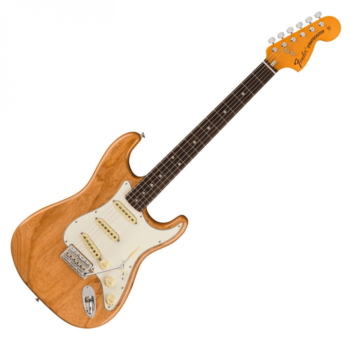 En bild på Fender American Vintage II 1973 Stratocaster Aged Natural | Fender American Vintage II 1973 Stratocaster är en hyllning till instrumenten som dominerade den klassiska musikscenen. Återskapad med kärleksfull noggrannhet av Fender har den en mängd möten för att ge dig den där old school viben och prat. Börjar med en trio av Pure Vintage 73-pickuper med förskjutna stångstycken American Vintage II skryter med den mjuka artikulationen och skarpa klangen från dessa era som definierar gitarrer.  Tillsammans med sin retroljud serverar 73 Strat den eftertraktade vintage genom en 73 C-formad hals och 725 tum greppbräda. Smidig och lyhörd den spelar som en dröm! Kompletterad med en kulformad dragstång sadel och en halsplatta med en Micro-Tilt-mekanism den erbjuder exceptionell stabilitet och total periodnoggrannhet. Komplett med en fantastisk huvud i CBS sjuttiotalsstil med dubbelsträngade träd vintage tremolostall och en äkta bensadel lägger American Vintage II 1973 Strat oöverträffad kvalitet i dina händer. Verkligen legender...