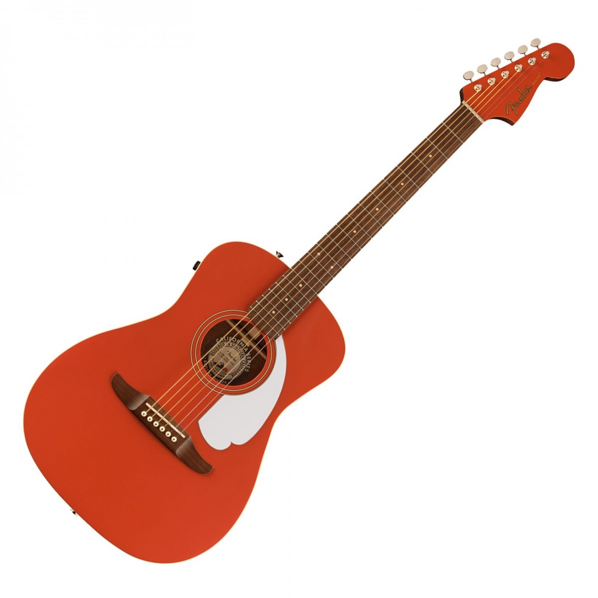 En bild på Fender Malibu Player Electro Acoustic Fiesta Red | Fender Malibu Player Semiakustisk är en lätt cool salongsgitarr som kombinerar en vintage surferestetik med förstklassiga möten. Med en solid granlock för artikulerade och utvecklade toner en nydesignad smal "C"-formad hals med bakåtlutad Gitarrhuvud och ett diskret förförstärkarsystem för att spela live och spela in är den idealisk för spelare som vill ha en ljusstark akustik med en unik karaktär. Förutom dess iögonfallande utseende kommer Malibu :s eleganta spelbarhet att ta fram dina bästa färdigheter. Dess smala halsform och kortare skallängd ger den en elektrisk gitarrstilskänsla vilket ger fingrarna gott om utrymme för att utföra de svåra ackord samtidigt som det möjliggör mjuka övergångar runt skalorna. Samtidigt håller dess bakåtlutade huvud och Fender -designade bro och maskinhuvuden din trimning i schack och maximerar sustain. Och slutligen med Fishman Flex-elektronik kan du räkna med ett naturligt akustiskt ljud när du går upp på scenen.