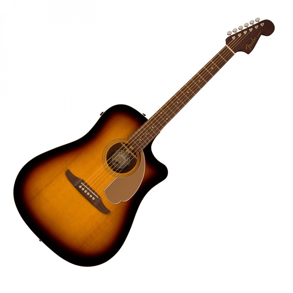 En bild på Fender Redondo Player Electro Acoustic Sunburst | Fender Redondo Player Semiakustisk är ett fantastiskt instrument som kombinerar hantverksskickligheten hos Fender:s elgitarrer med mångsidigheten och det naturliga ljudet hos en akustisk gitarr. Med sitt massiva granlock och sapelebakstycke och sidor ger den här gitarren en fyllig ton med exceptionell projektion.  Kroppsformen dreadnought ger djup och värme medan den smala "C"-formade halsen garanterar bekväm spelbarhet. Det inbyggda Fishman Flex preamp-systemet ger exakt förstärkning vilket gör den perfekt för live framträdanden och inspelningar. Med sin eleganta design och stabila stämning är Redondo Player ett visuellt slående instrument som inspirerar till kreativitet.