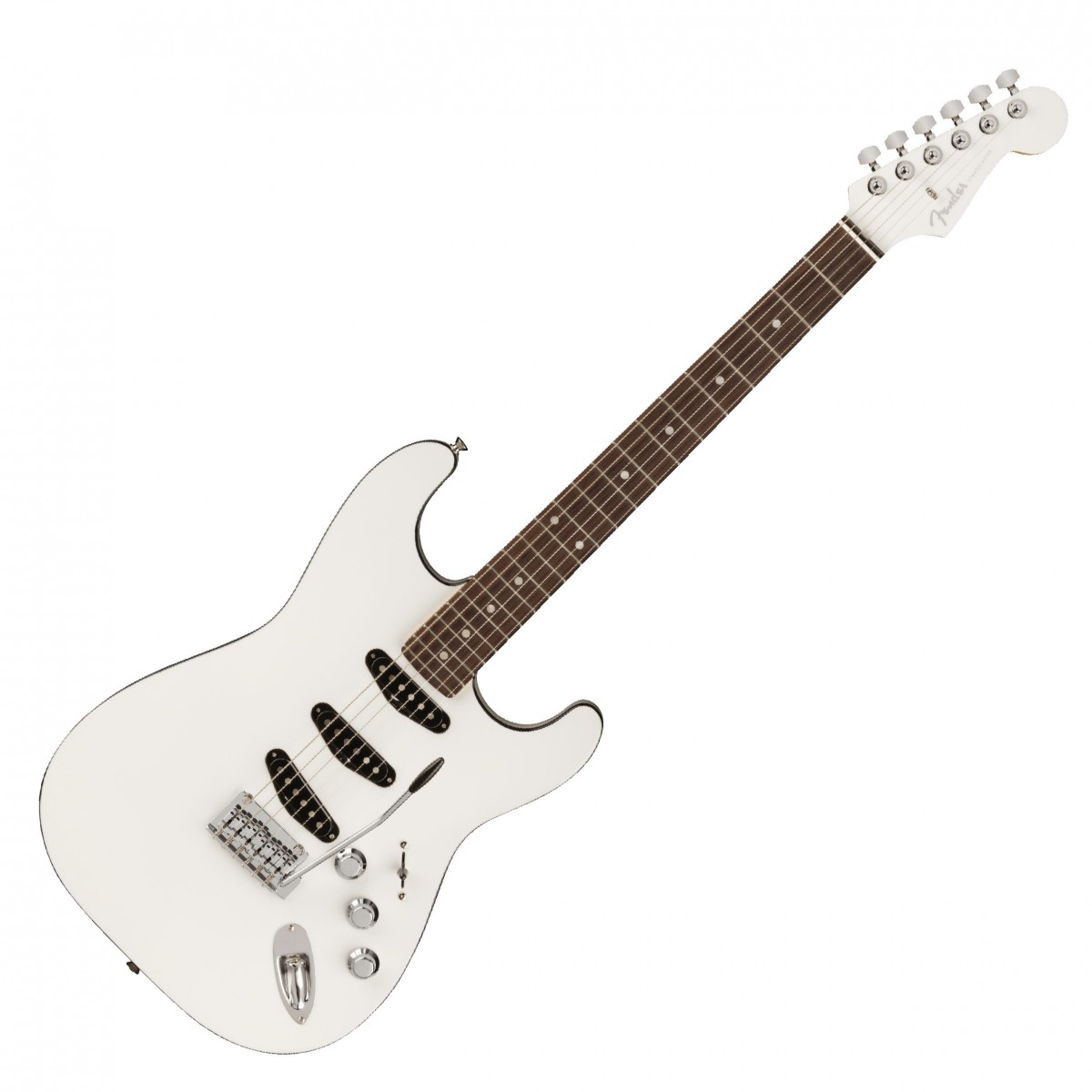 En bild på Fender Aerodyne Special Stratocaster Bright White | Fender Aerodyne Special Stratocaster är ett helt nytt erbjudande från Fender som kombinerar vintage och modernt i perfekt harmoni. Ljudmässigt och visuellt kombinerar detta instrument en rymdålderkänsla som är både retro och modern samtidigt som det behåller Stratocaster-ljudet vi känner och älskar med en unik twist. Kroppen är konstruerad av basträ vilket ger en rik naturlig ton som är välbalanserad och vackert kompletterad av ljusstyrkan i halsen och greppbrädan i lönn.  Dessa pickuper ger ett underbart och mångsidigt utbud av toner från varma och välrundade på halsen till skarpa och pigga på stallet - och allt däremellan. Dessutom kommer tremolostallet att låta dig utöva din kreativitet på scenen medan den moderna C-formade halsen ger den ultimata komforten och spelbarheten. Om du letar efter det klassiska Stratocaster ljudet med en innovativ modern twist - leta inte längre än till Fender Aerodyne Special. Ex-Demo: Denna produkt kan vara ex-display ha mindre tecken på användning eller lätta ytliga skråmor och sakna icke-nödvändiga delar. Originallåda paketering eller manual kanske inte ingår. Varje föremål kontrolleras av vårt team av reparationstekniker för att försäkra att det möter våra höga standarder. Detta är en fantastisk möjlighet att köpa en fullt fungerande produkt till ett nedsatt pris.