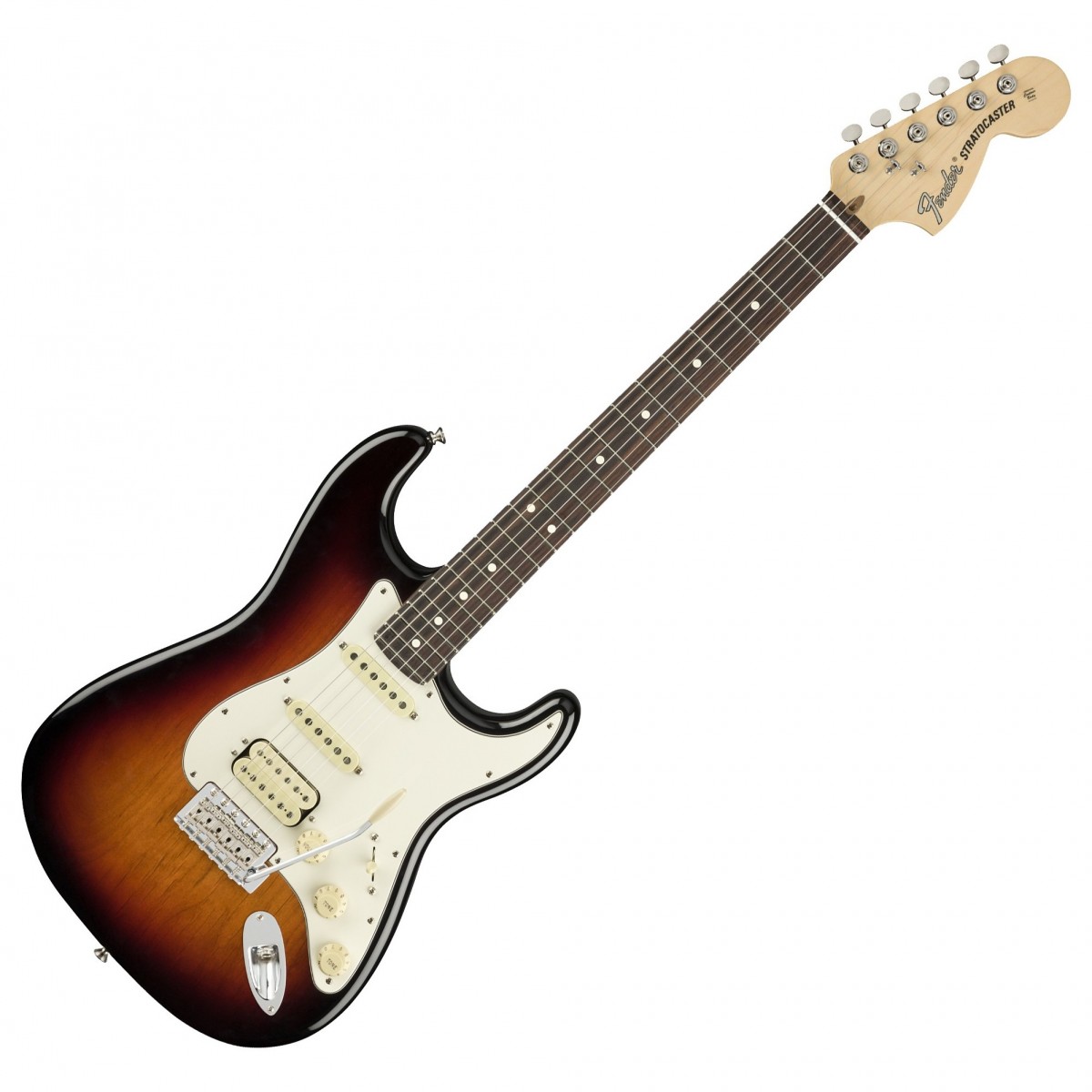 En bild på Fender American Performer Stratocaster HSS RW 3-Colour Sunburst - F.d. utställningsmodell | En legend omdesignad. Fender American Performer Stratocaster HSS RW ger dig all den klassiska Strat-känslan i en modell som producerar uppgraderat 2000-tals ljud. Yosemite enkelspoliga pickups ger råa ljusa ljud medan en DoubleTap stallpickup ger dig en helt unik blandning av humbucker och enkelspoliga toner. Perfekt för live-musiker. Det är långt ifrån allt som denna otroliga gitarr erbjuder. Upplev otroligt natural spelarkomfort tack vare en C-formad hals som eliminerar kramp. Experimentera oändligt för att skapa en unik röst med användning av ett tremolo-stall. Och njut av allt i en modell med vacker vintage-stil. Detta är verkligen en speciell gitarr. Missa inte. Ex-Demo: Denna produkt kan vara ex-display ha mindre tecken på användning eller lätta ytliga skråmor. Originallådan eller paketeringen kanske inte ingår. Varje objekt har kontrollerats av vårt team av reparationstekniker för att försäkra att det möter våra höga standarder. Detta är en fantastisk möjlighet att köpa en fullt fungerande produkt till ett nedsatt pris.