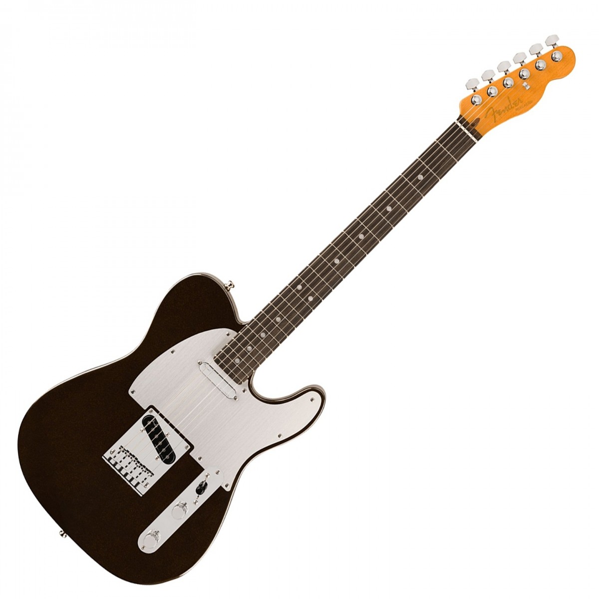 En bild på Fender American Ultra II Telecaster EB Texas Tea | Fender American Ultra II Telecaster EB är byggd för gitarrister som kräver mångsidiga toner och förstklassig spelbarhet. Kroppen i utvald al har skulpterade konturer för komfort och en balanserad vikt. Den moderna D-profilhalsen är tillverkad av kvartssågad lönn som ger ett jämnt och stabilt spel med en slät Ultra Sidenmatt-finish som dina händer glider bekvämt över. Halsen avrundas med en greppbräda med compound radius från Ebenholts med mjukt rullade kanter för spelbarhet och halsen har också självlysande Luminlay-prickar på sidorna som gör det otroligt enkelt att hålla reda på din position på greppbrädan även på mörka scener.  Ultra II Noiseless Vintage Tele-pickuperna ger ett brett utbud av brumfria toner från söta cleans till grova growls. S-1-omkopplaren låser upp ytterligare tonkonfigurationer t.ex. seriekoppling av pickuperna för ännu större variation. Med en 6-sadlad string-through-body-stall och deluxe låsta stämskruvar ger denna Telecaster överlägsen stämningsstabilitet och exakt intonation vilket gör den idealisk för professionella framträdanden. American Ultra II Telecaster har premiummaterial avancerade utsmyckningar och lägger till banbrytande moderna funktioner till en av Fender:s äldsta originalgitarrdesigner.