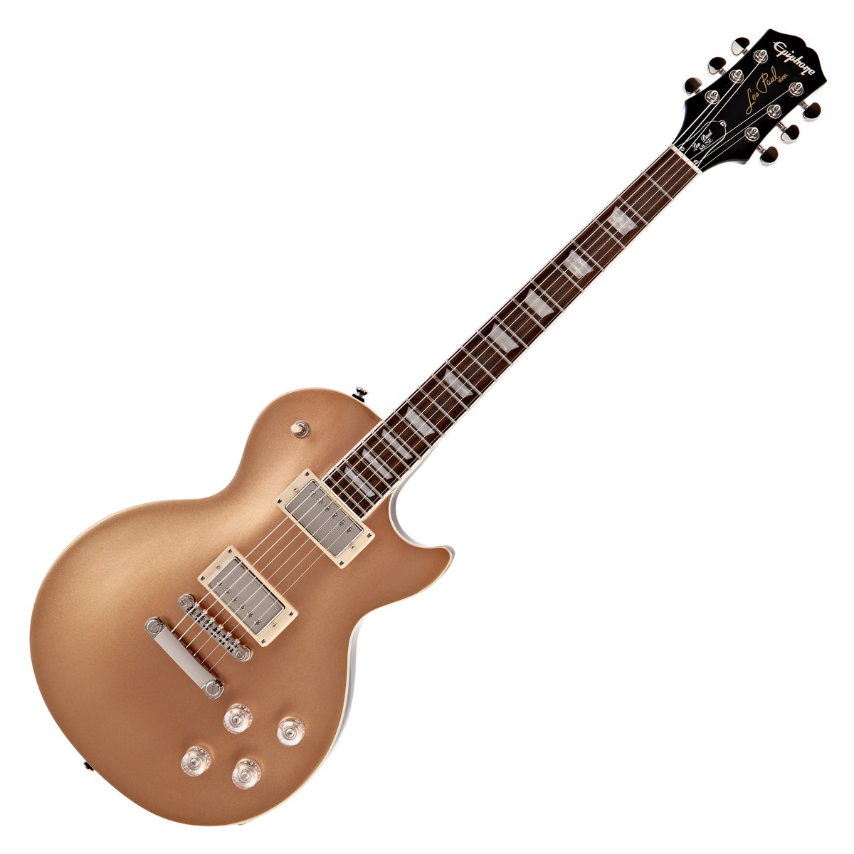 En bild på Epiphone Les Paul Muse Smoked Almond Metallic | Det perfekta verktyget för att driva din kreativitet. Att hitta din stämma med Epiphone Les Paul Muse är enkelt. Den kombinerar magnifik spelbarhet och ett mångsidigt vidsträckt ljud med lätt användbarhet en elegant estetik och en mängd funktioner som gör gitarren rena rama utmärkt.  Den kamrade kroppen är lättare än på din standard Les Paul. Så du behöver inte oroa dig för ryggvärk som äldre tyngre modeller ofta orsakar. Coil split-alnico pickuper ger dig en mängd single coil och humbucker-toner du kan utnyttja i din musik. 3-vägs omkopplaren ger ännu mer ljudmässig flexibilitet. Trots att detta kan låta en smula kraftfullt kan du därmed njuta av fantastisk ljudkvalitet på riktigt låga volymer - en speciell "treble bleed"-krets upprätthåller ljudets klarhet även om du spelar lugnt i ditt sovrum på morgonkvisten. Les Paul Muse: det är en inspiration.
