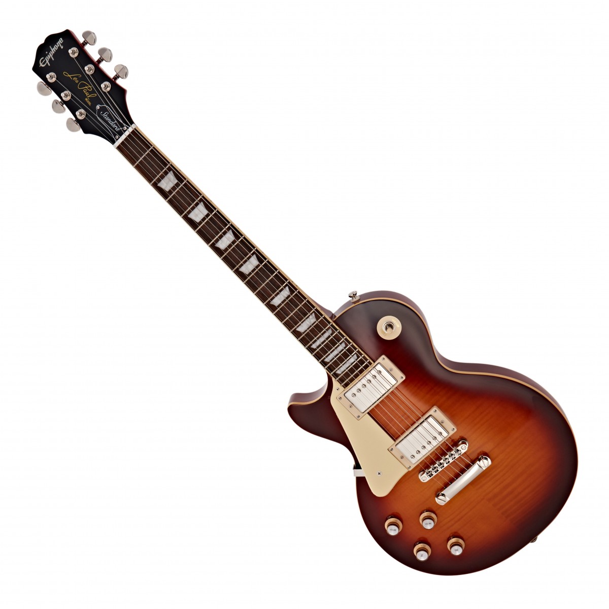 En bild på Epiphone Les Paul Standard 60s Left Handed Iced Tea | En gitarr som har historien på sin sida. Epiphone Les Paul Standard Left Handed 60s är modellerad efter den legendariska 60-tals Les Paul-modellen - och denna modell har utseendet som bevis. Med kraftfulla vintage-stämda Probucker 2 och 3 humbuckers ger denna gura dig ett riktigt skarpt klart ljud. Den smala Taper 60s C-formade halsen ger enastående spelbarhet utöver att kännas jämn och bekväm i ditt grepp. Du kommer att kunna uttrycka dina riff med absolut noggrannhet. Och Grover Rotomatic-stämskruvarna förbättrar massivt stämningen för att erbjuda ett fantastiskt pålitligt instrument. Dyk in i en värld av vintage-toner med denna pråliga makalösa gitarr.