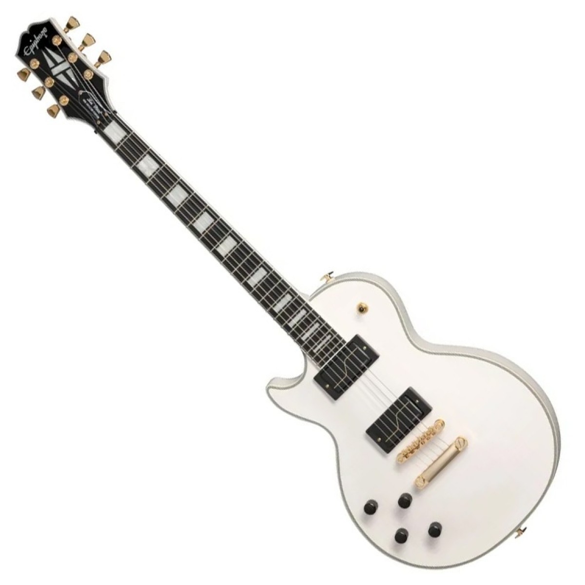 En bild på Epiphone Matt Heafy Les Paul Custom 7-String Left Handed Bone White | Matt Heafy Origins Les Paul Custom 7-strängad vänsterhänt är för gitarrister vad ljus är för flugorna. Ett mästerverk i alla avseenden den här besten är laddad med Heafys skräddarsydda Fishman MKH Fluence-pickuper som är lika dynamiska som de är kraftfulla. De kan släppa lös förkrossande utgång eller slås tillbaka för gnistrande glasaktiga rengöringar de kan hantera alla musiksituationer du kastar på dem. Halsen är gjord till en SlimTaper D-profil vilket betyder att den är fin och tunn vilket är idealiskt för snabbspelande.  Matt Heafy använde sin original Les Paul Custom som inspiration för designen samtidigt som han uppdaterade känslan och ton för moderna spelare. Och avstämningsstabiliteten kommer inte att orsaka dig några bråk till fantastisk del tack vare Grover Locking Mini Rotomatic stämskruvar som håller dina strängar låsta och redo att gå. Ett premiumfodral med hårdskal ingår för professionellt standardskydd - det är byggt för att hålla. Denna gura är perfekt för alla blivande Shogun.